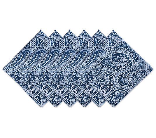 Design Imports Blue Paisley Print Outdoor Napkin Set of 6