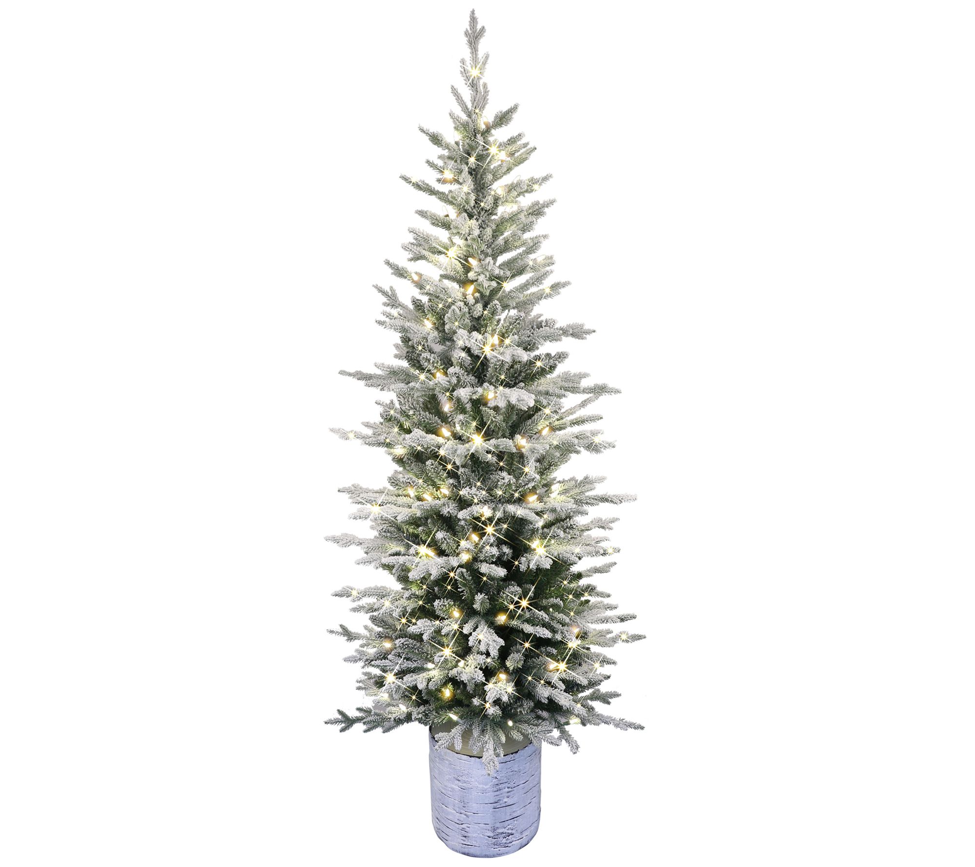 Puleo International 6' PreLit Potted Flocked Scandinavian Tre