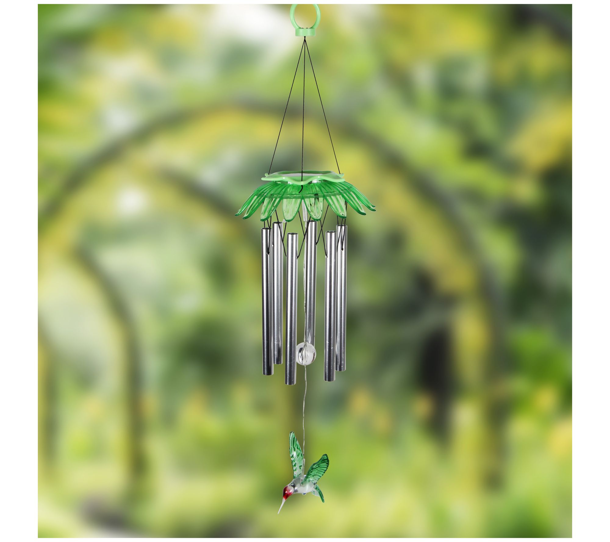 Exhart Solar Green Flower Wind Chime
