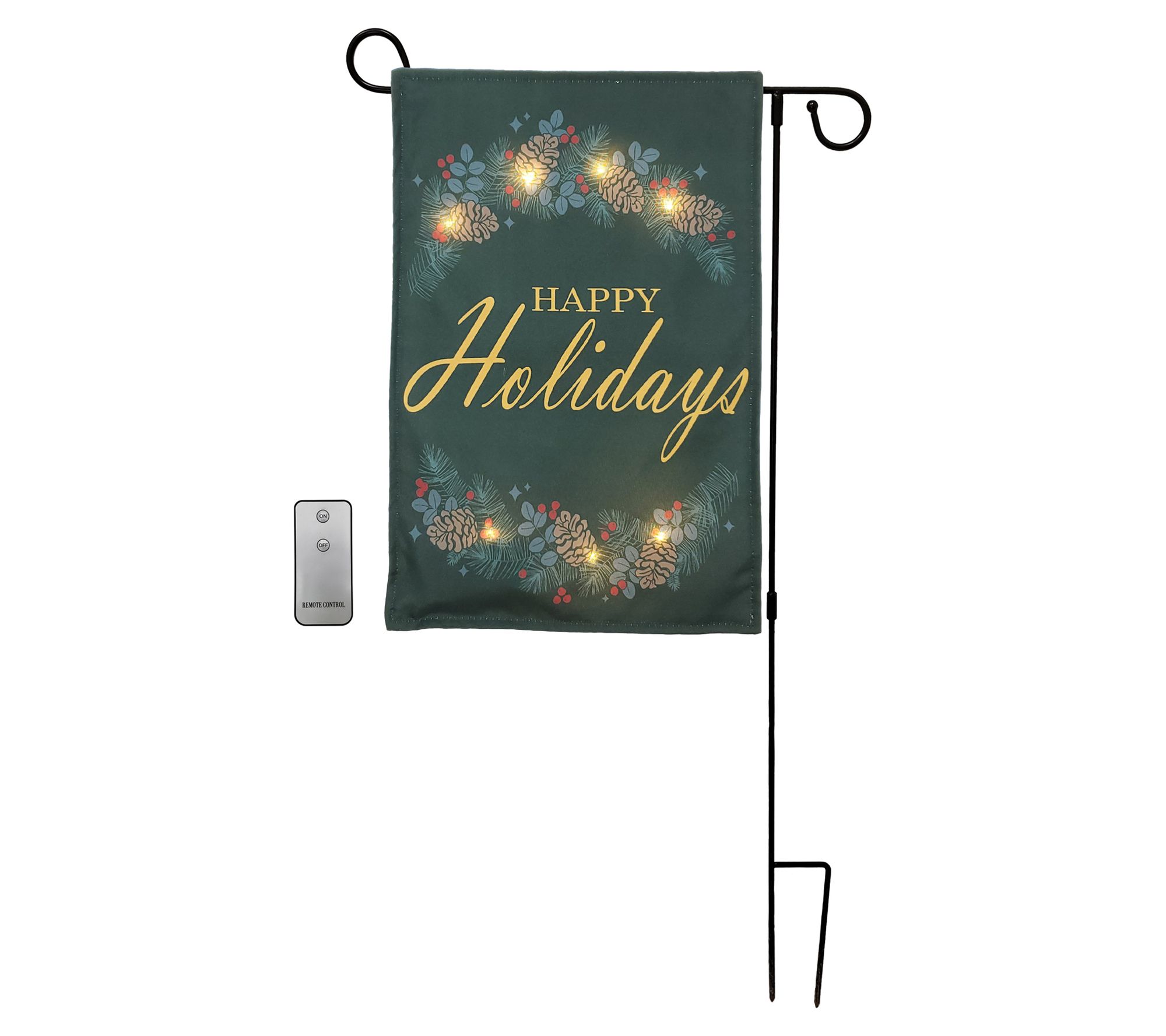 LumaBase Lit Banner w/Stand & Remote Control - Happy Holidays
