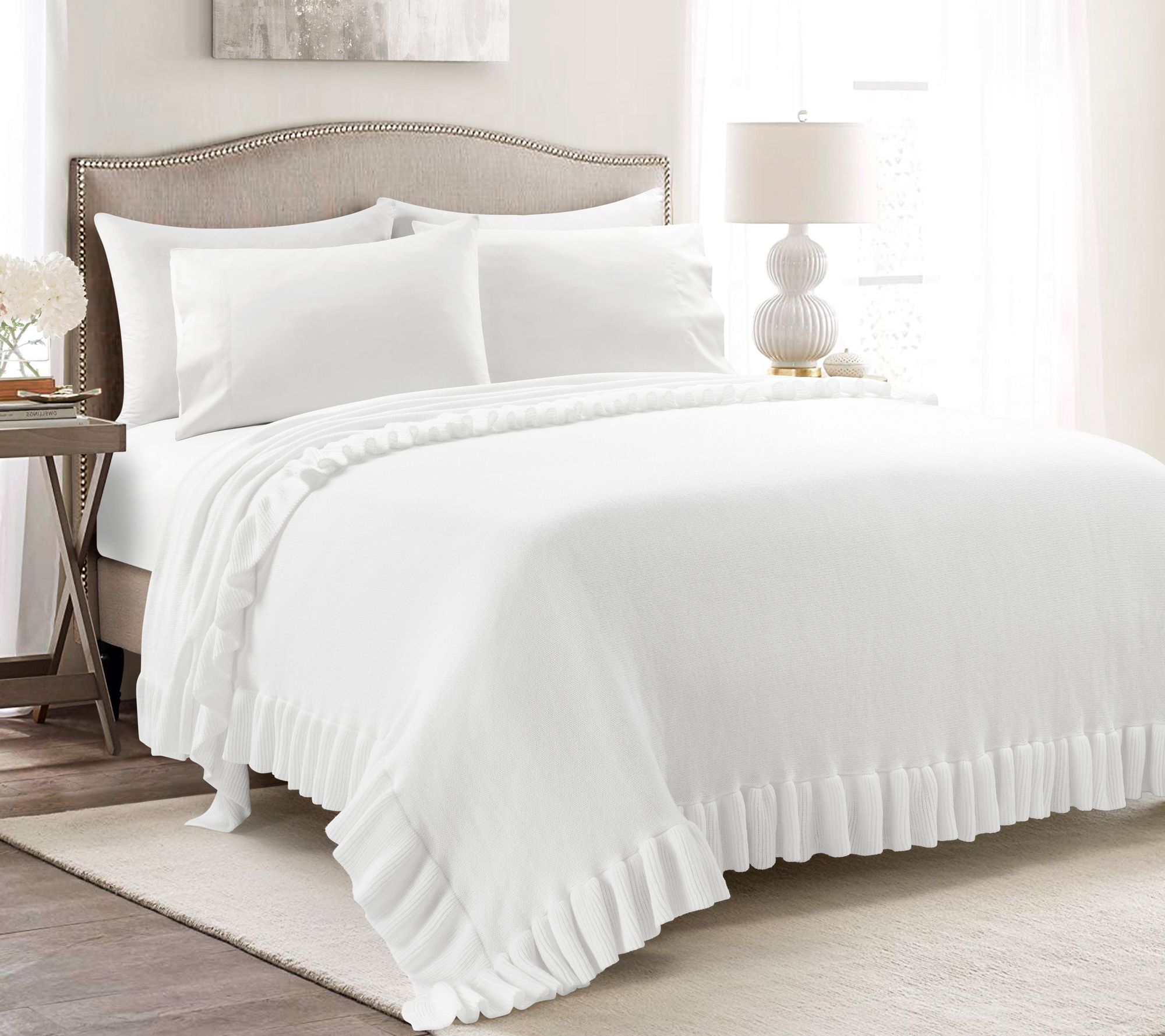 Lush Decor Reyna Soft Knitted Ruffle Blanket/Co verlet