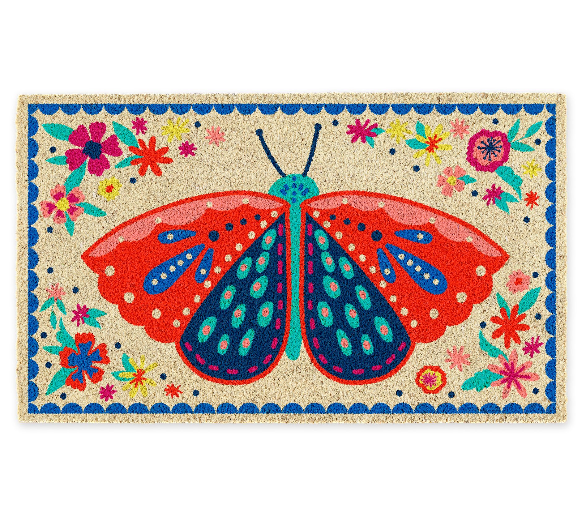 Design Imports Folk Butterfly 17" x 29" Doormat