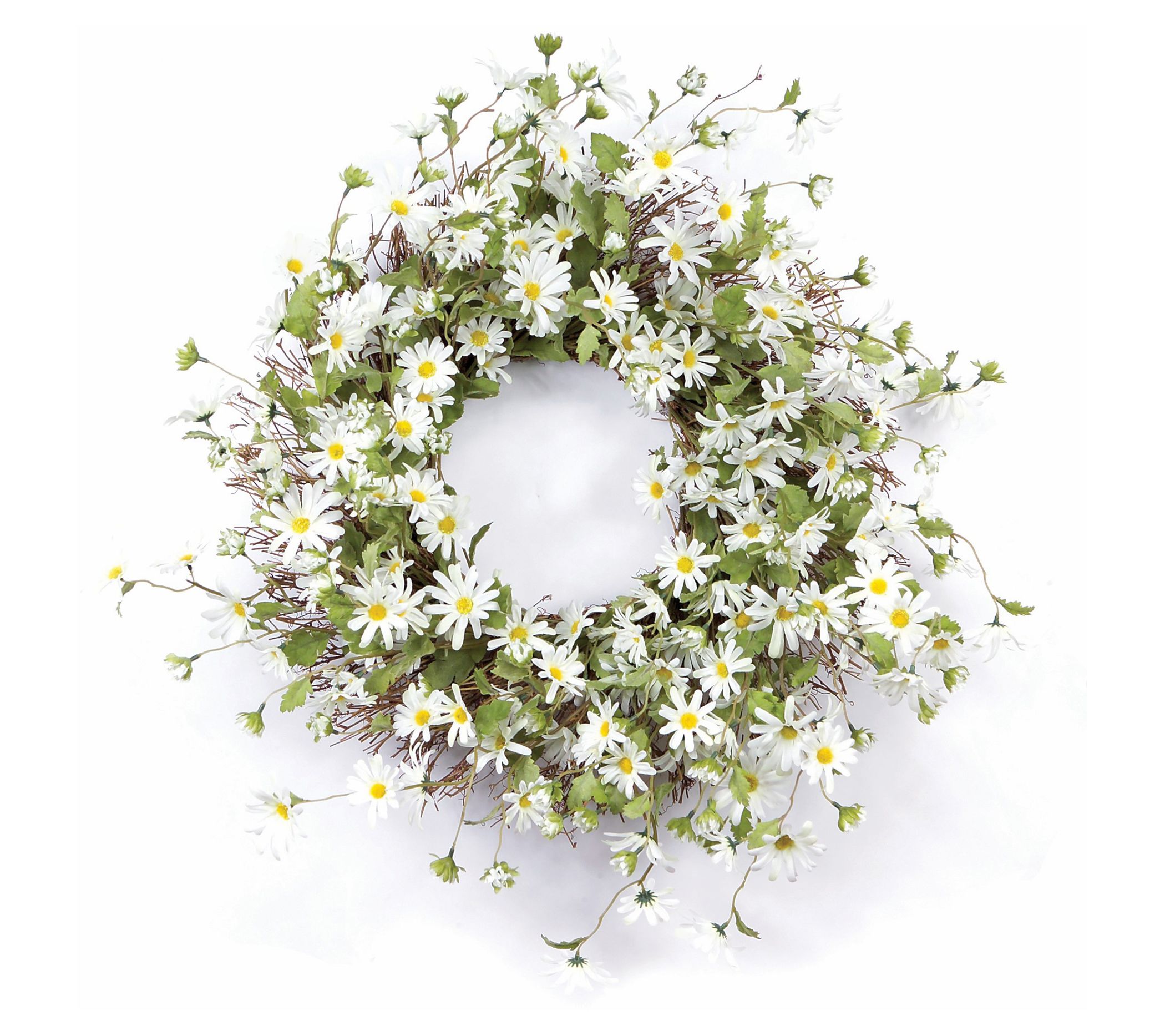 Melrose White Daisy Floral Twig Wreath 23"D