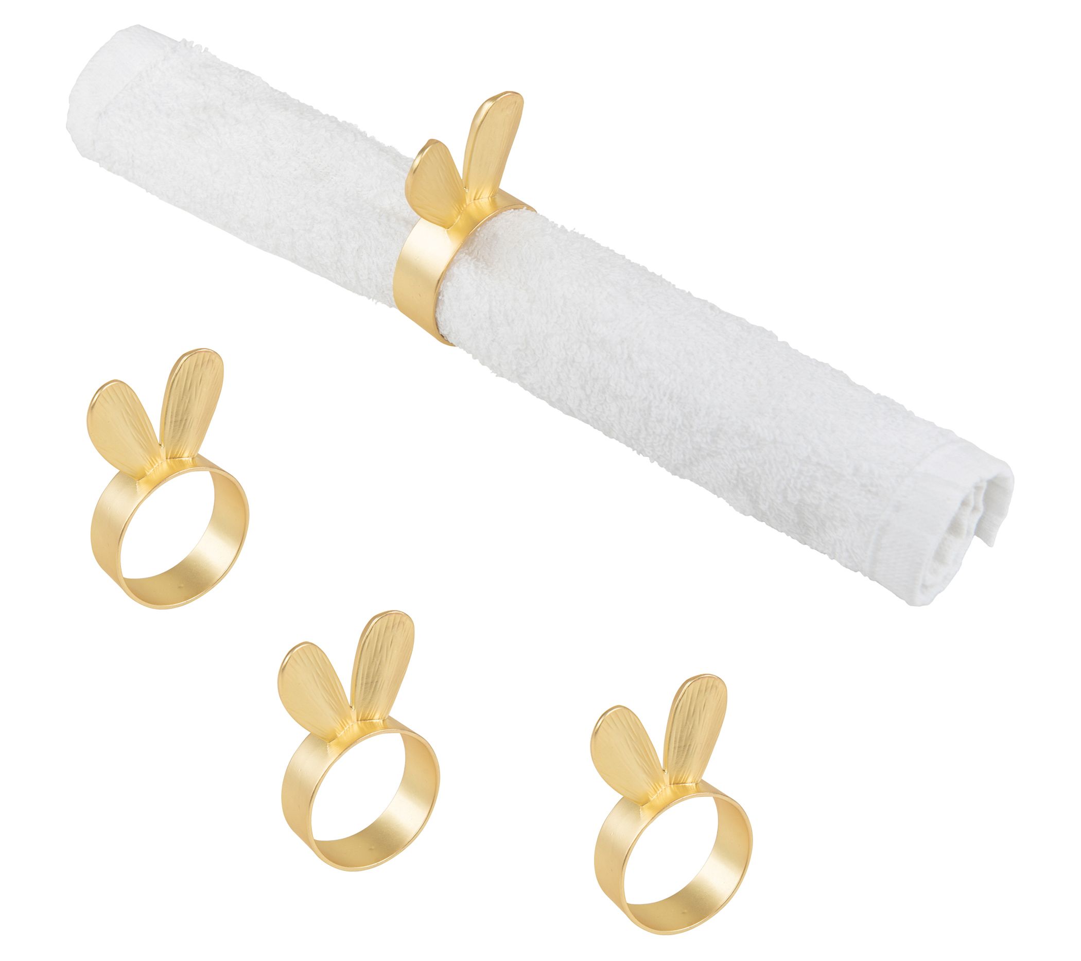 Gold Bunny Ears Napkin Ring, Set of 4 by Valerie