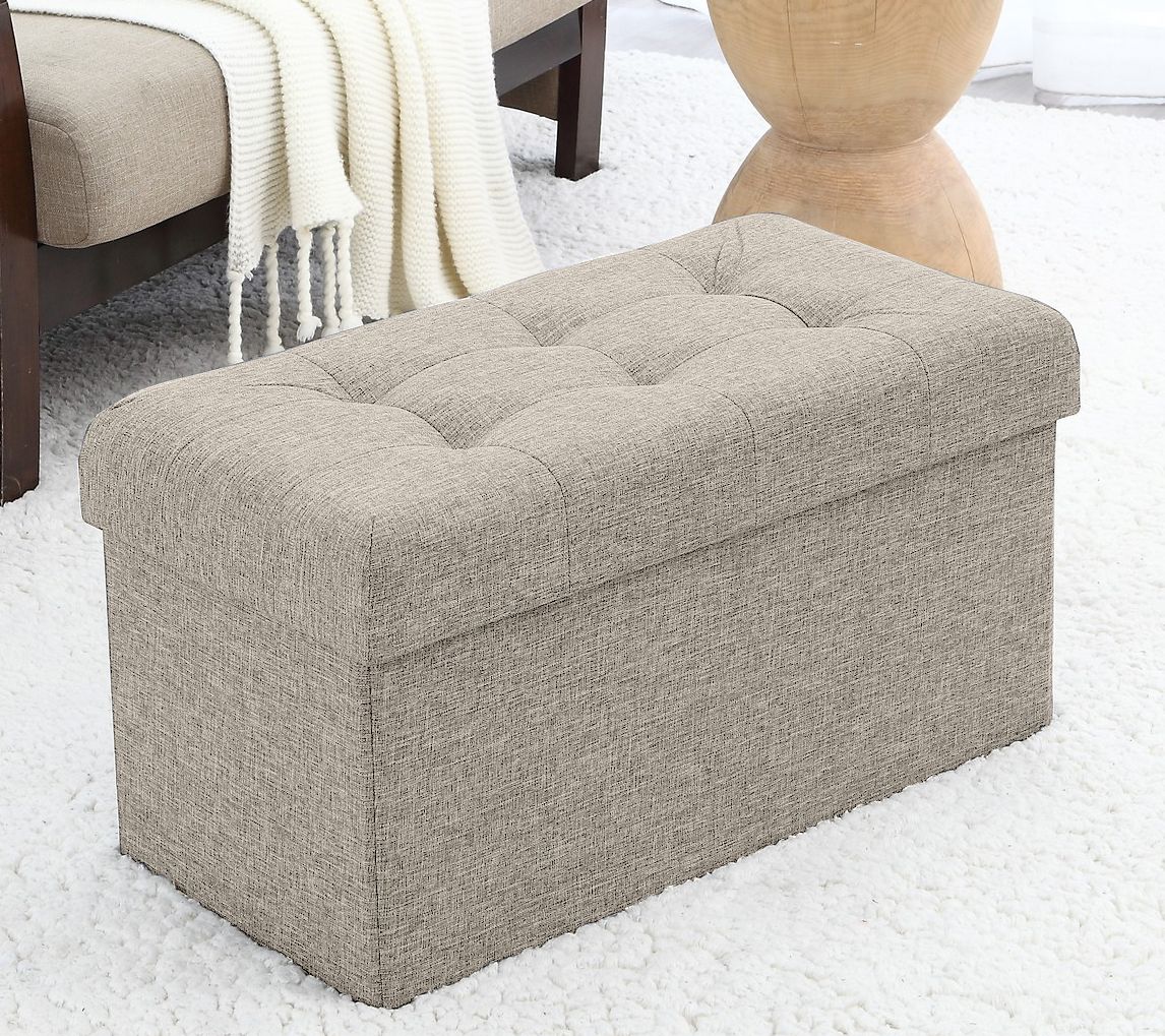 Ornavo Home Medium Foldable Linen Storage Ottoman Bench
