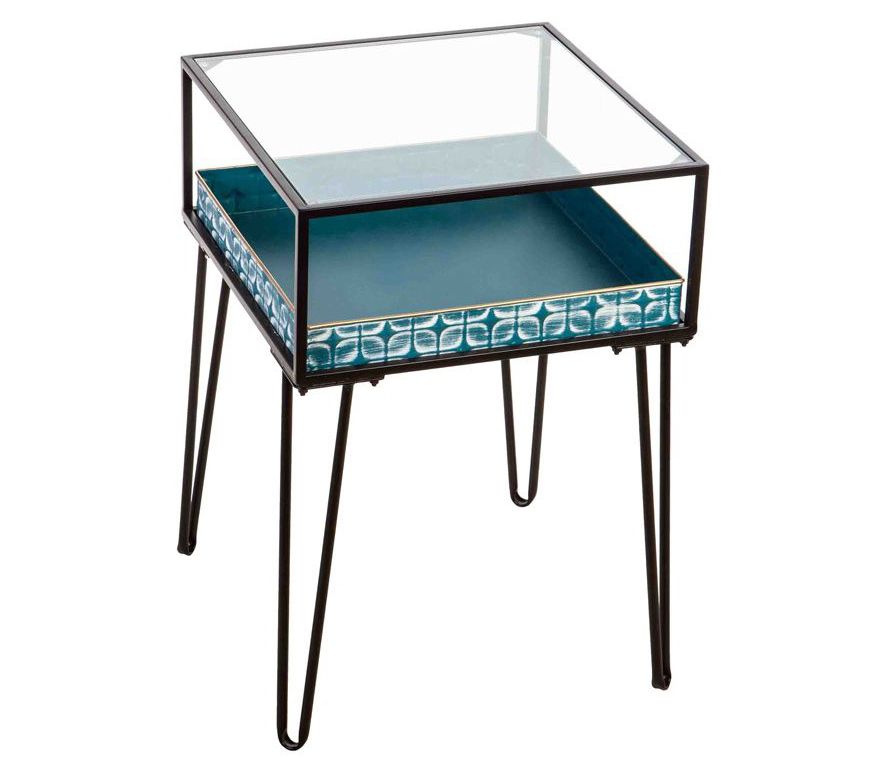 Barbara King 26 " Metal Glass P otting Table wi th Planter Dish