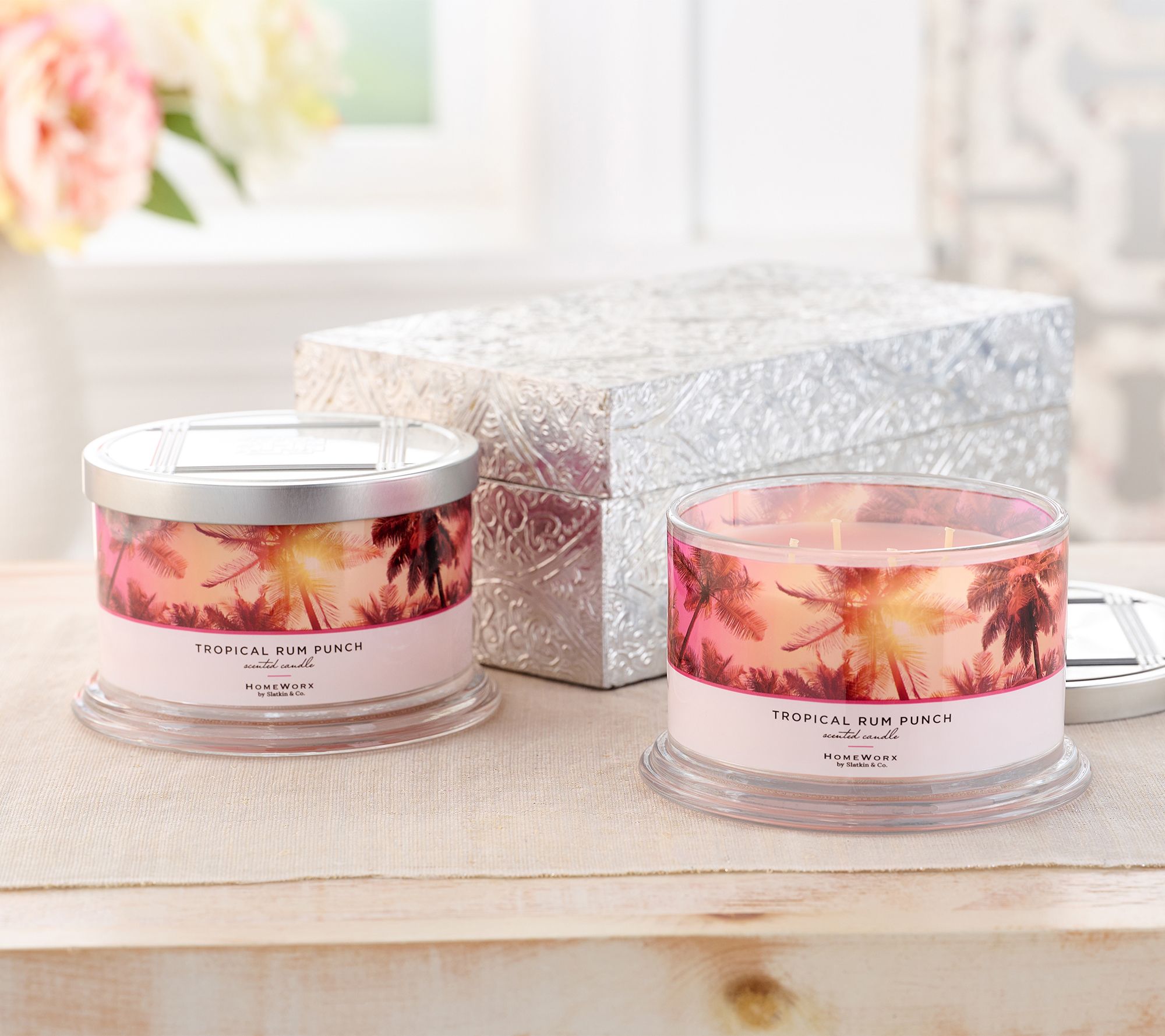 "As Is" HomeWorx by Slatkin & Co. S/2 Tropical Rum Candles