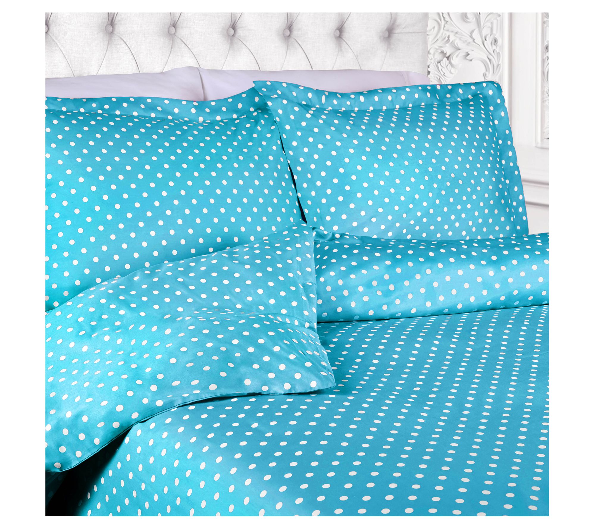 Superior 600-TC Cotton Blend Polka Dot Duvet Cover Set, Twin