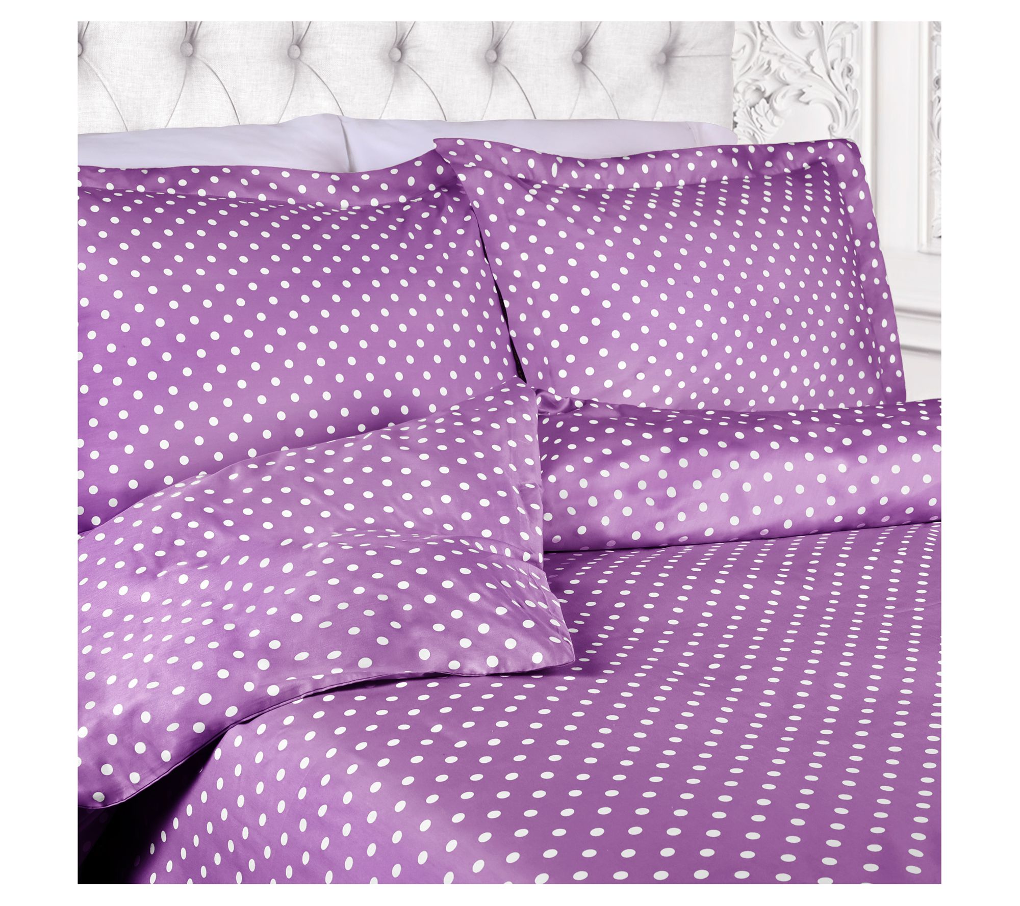 Superior 600-TC Cotton Blend Polka Dot Duvet Cover Set, Twin