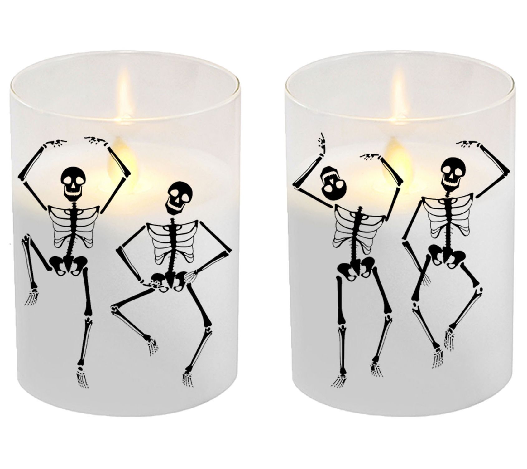 LumaBase LED Glass Candles w/ Moving Flame- Gra veyard Dance