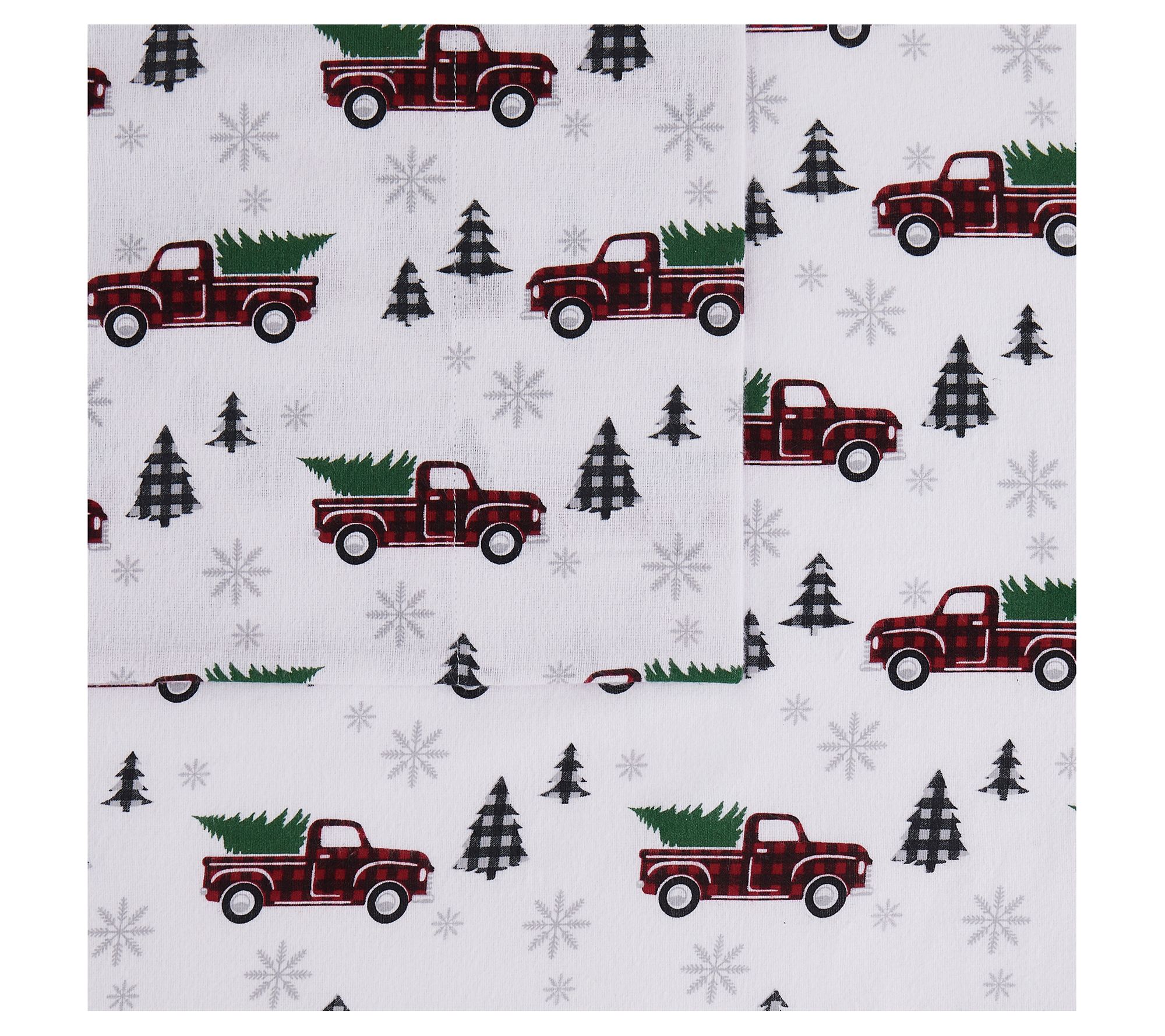 Truly Soft Holiday Truck Queen Flannel Sheet Set - QVC.com