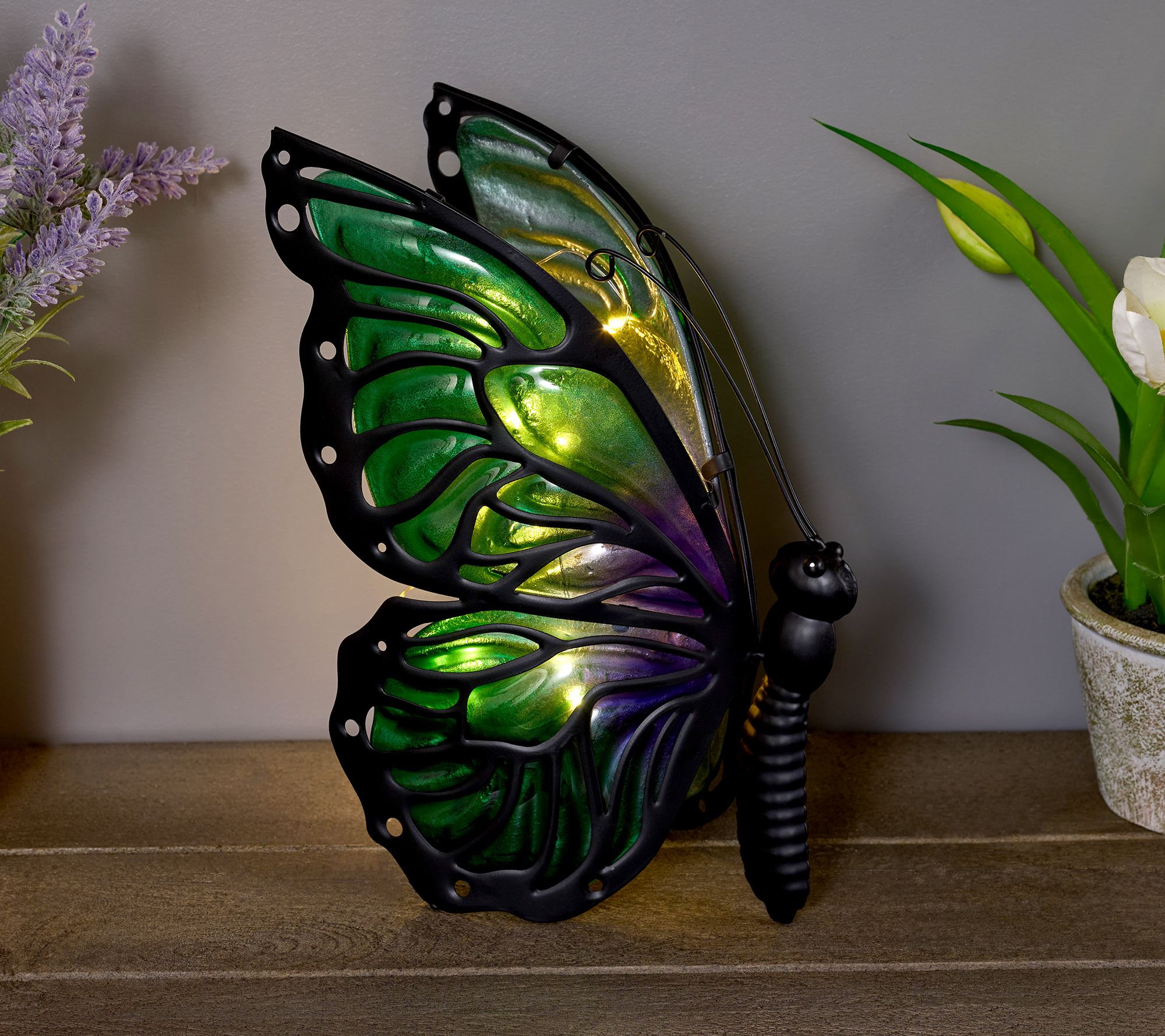 Indoor/Outdoor Illuminated Twinkling Metal Butterfly by Valerie