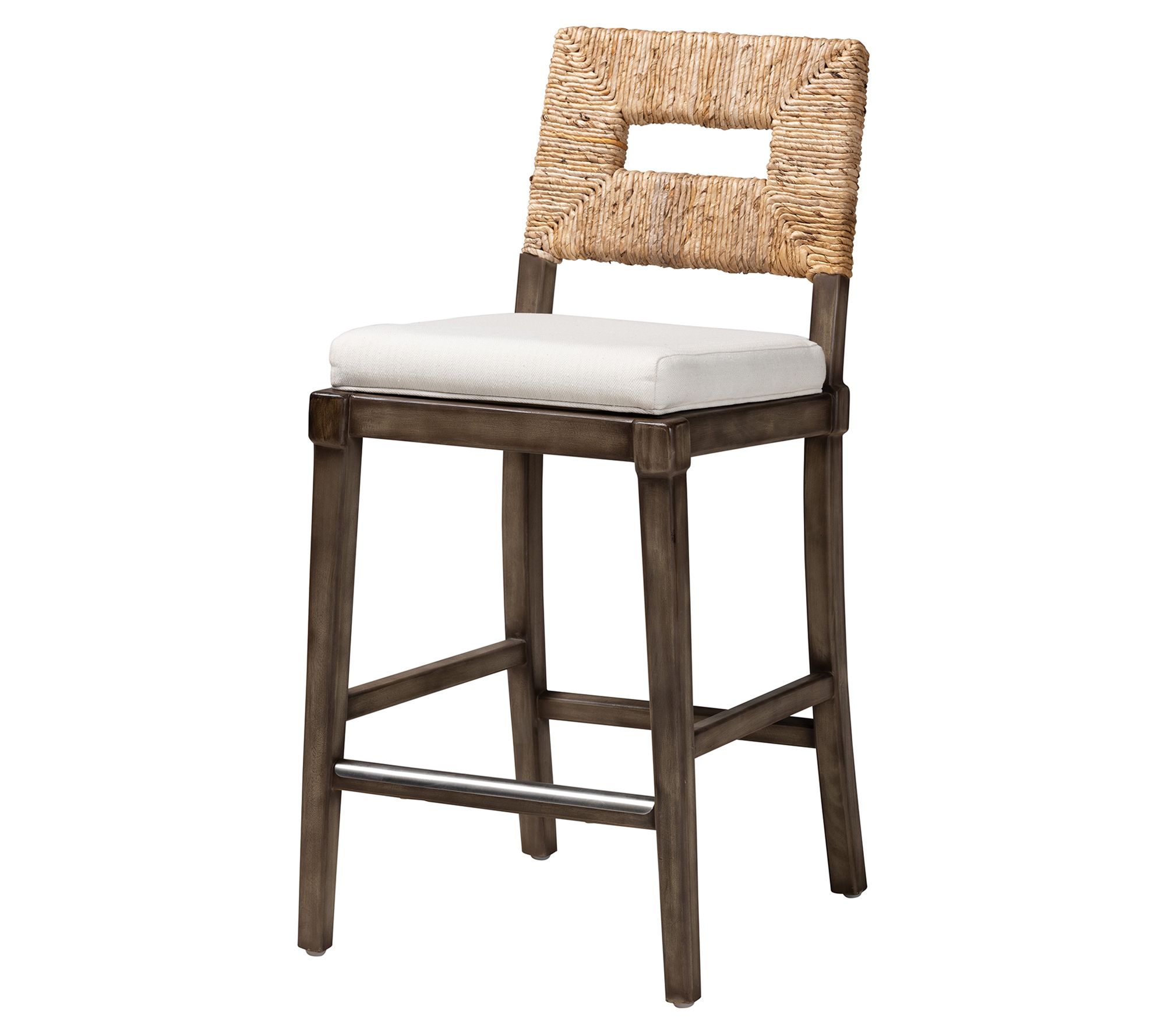 Baxton Studio Porsha Dark Brown Natural Rattan Counter Stool QVC