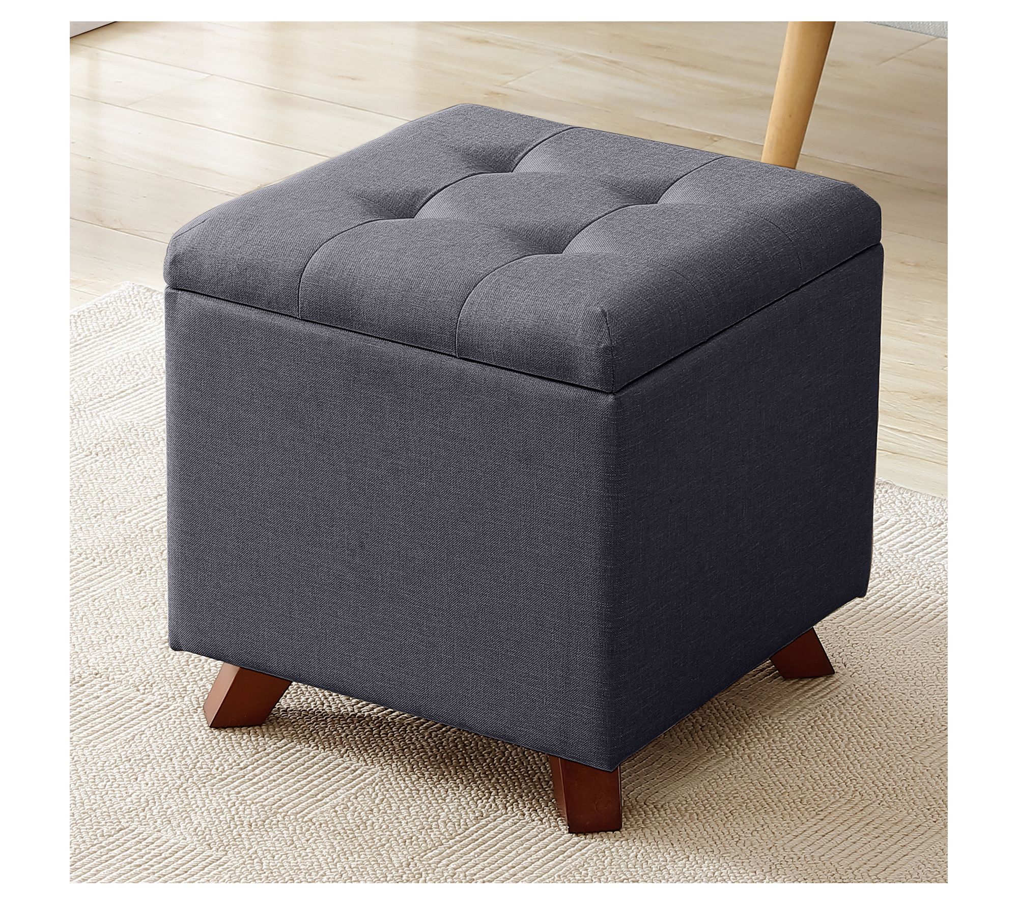 Ornavo Home Crawford Linen Square Storage Ottom an