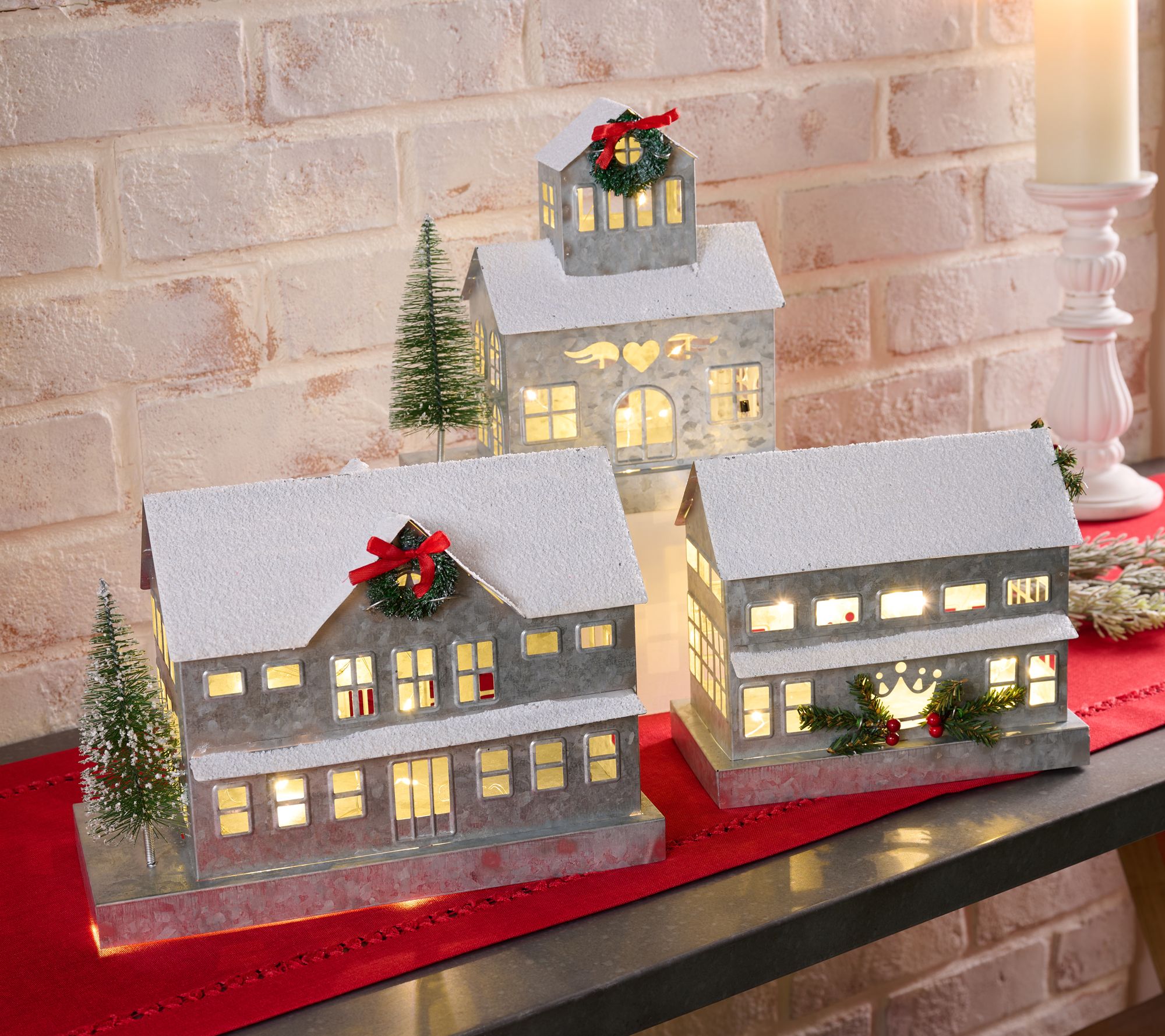 Sister Road by JG Set of 3 Galvanized Holiday Houses