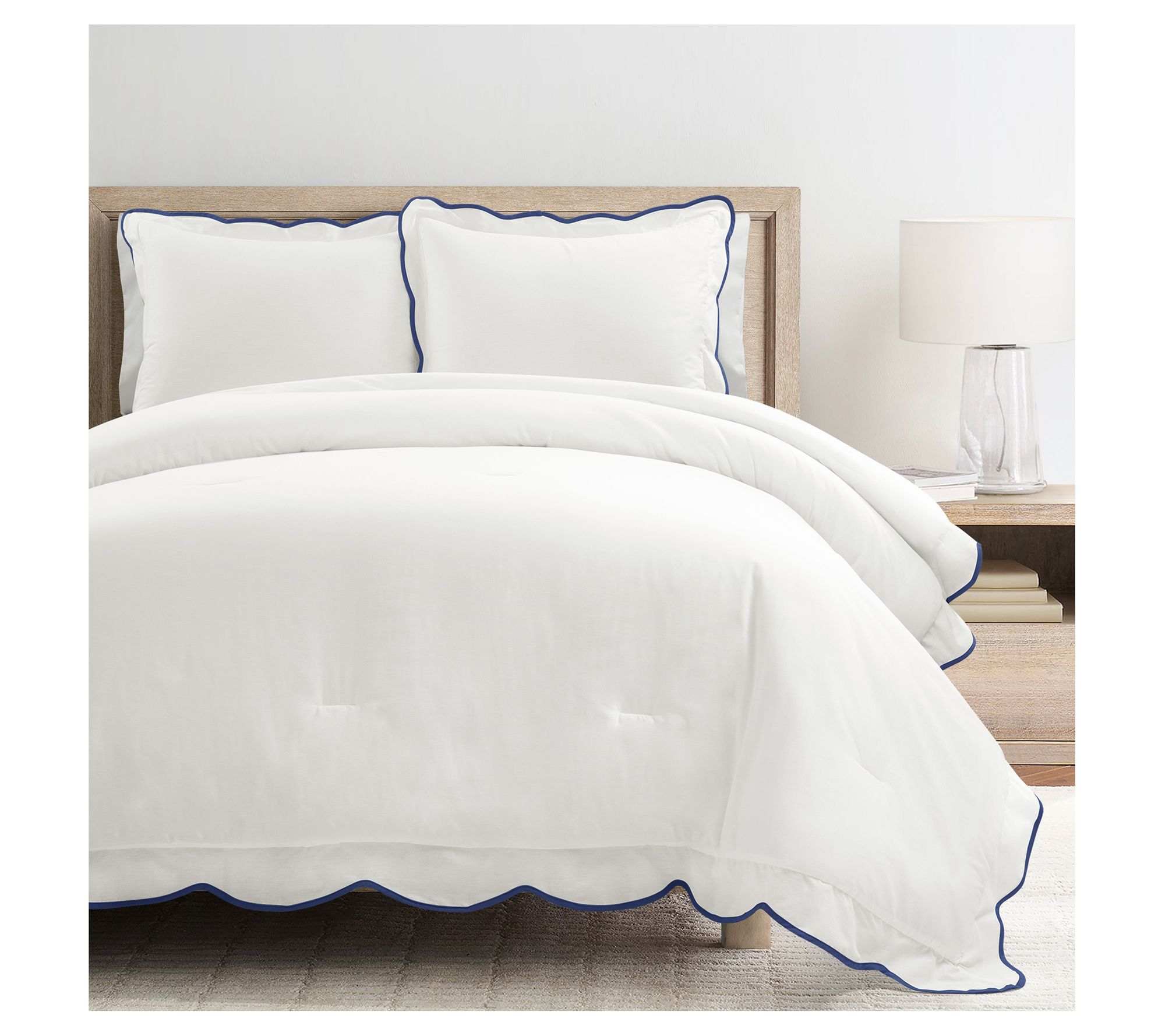 Lush Decor Coas tal Chic Scallo p Edge Comforte r Set- K/Cal K