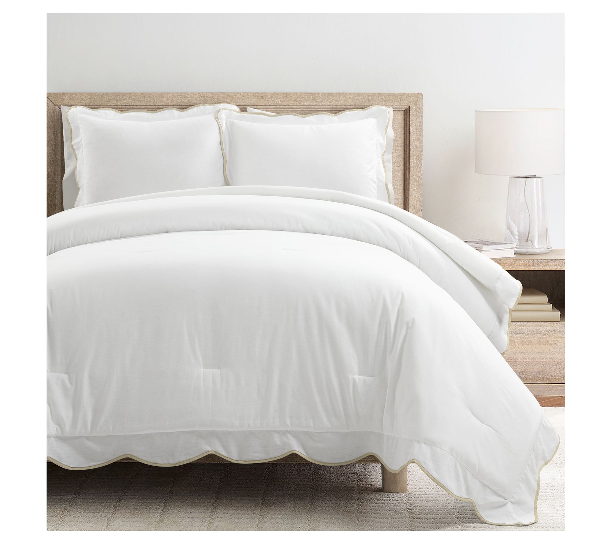Lush Decor Coas tal Chic Scallo p Edge Comforte r Set- K/Cal K