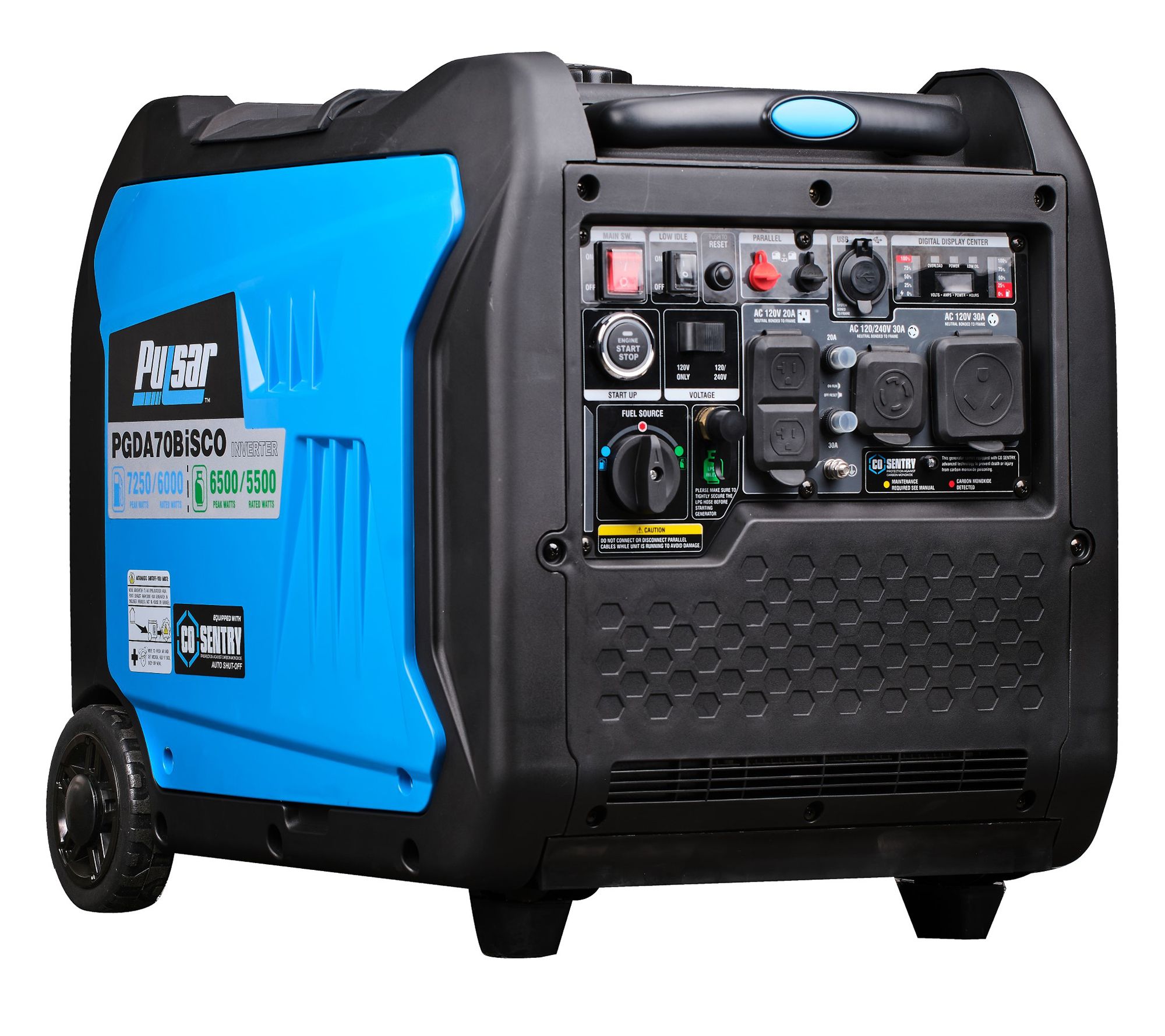 Pulsar 7250 Watt Dual Fuel Inverter Generator with CO Sentry - QVC.com