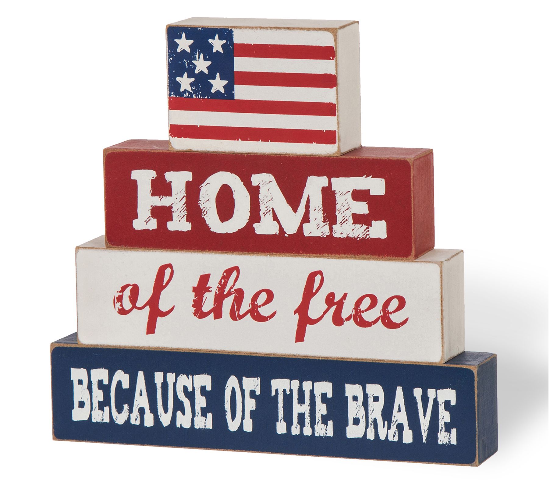 Glitzhome 8.5" USA Patriotic Wooden Word Sign Table Decor