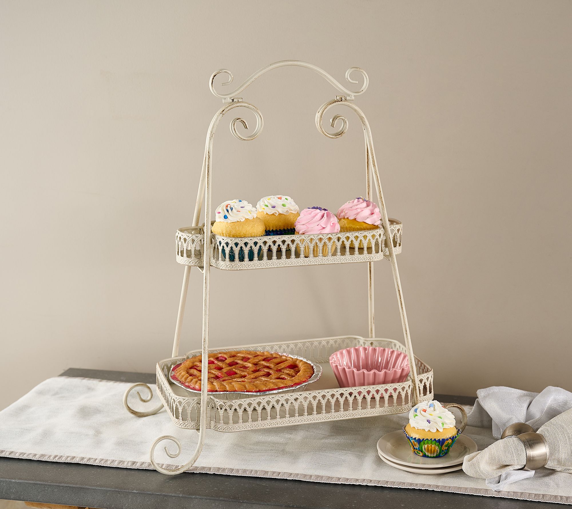 "As Is" Two-Tier Metal Display with Handle by Valerie