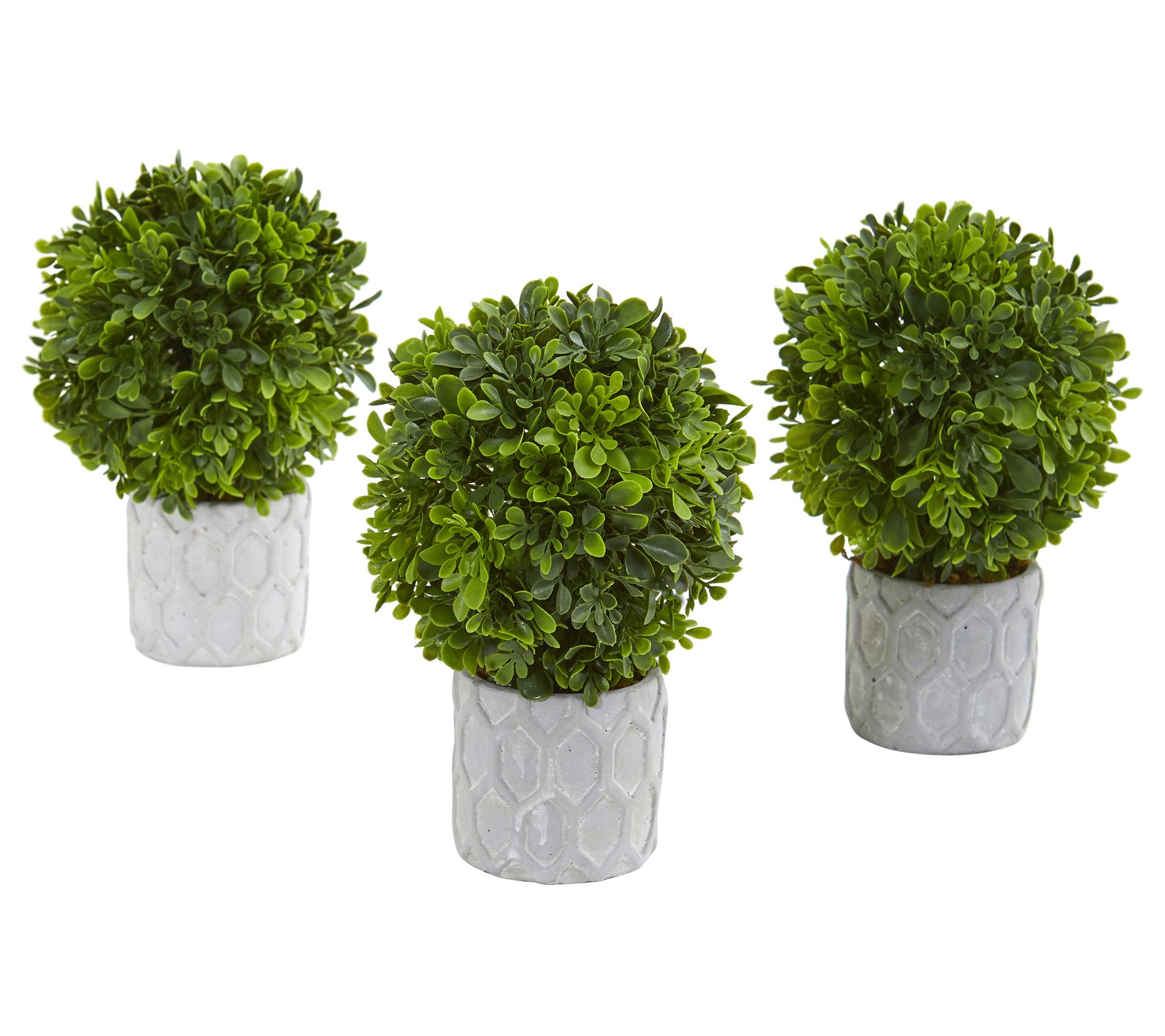 Nearly Natural 9" Boxwood Artificial Mini Topiary (Set of 3)