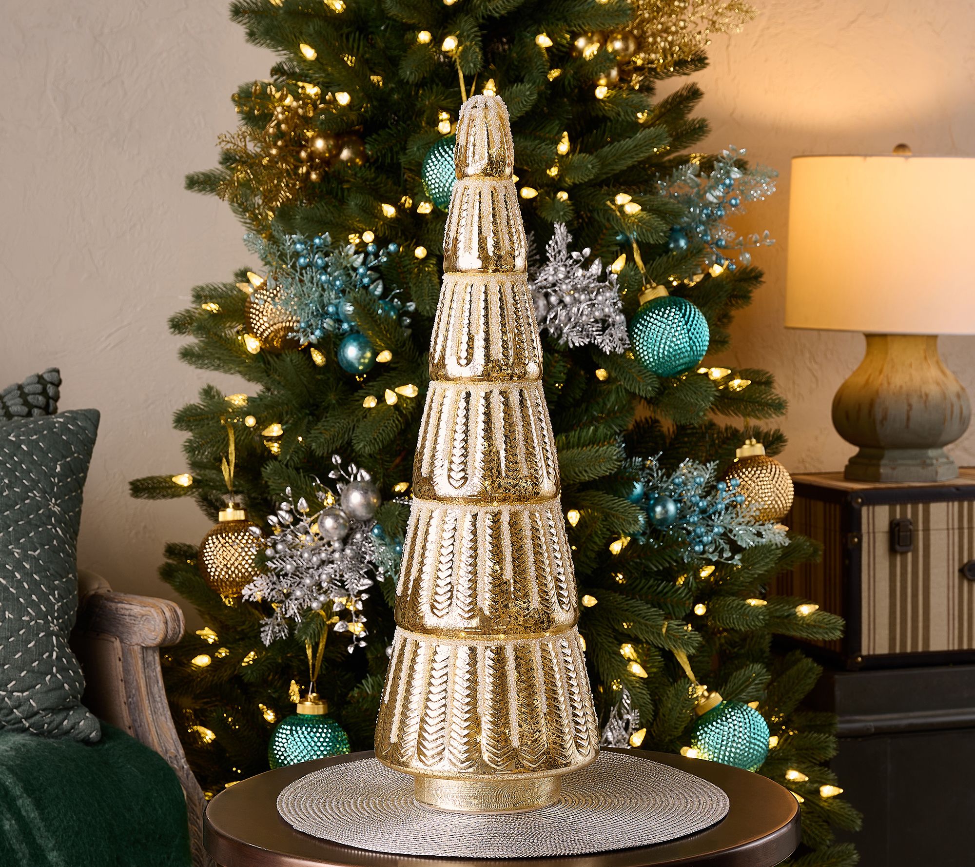 Home Reflections 23" Illuminated Mercury Glass Tree