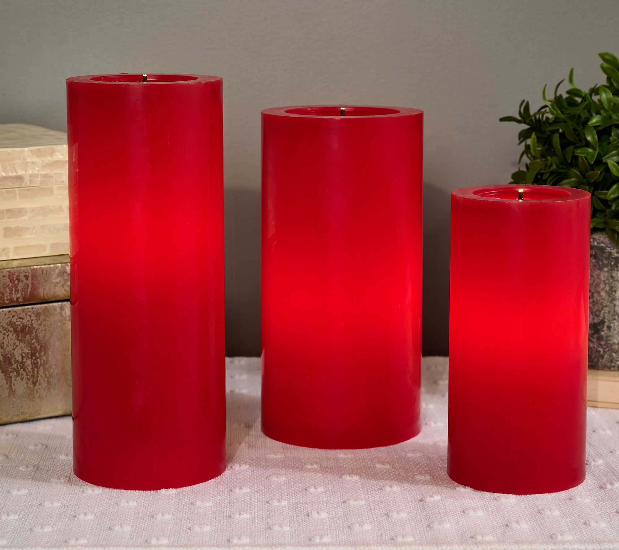 Bethlehem Lights S/3 Tall Fiber Optic Flameless Pillars