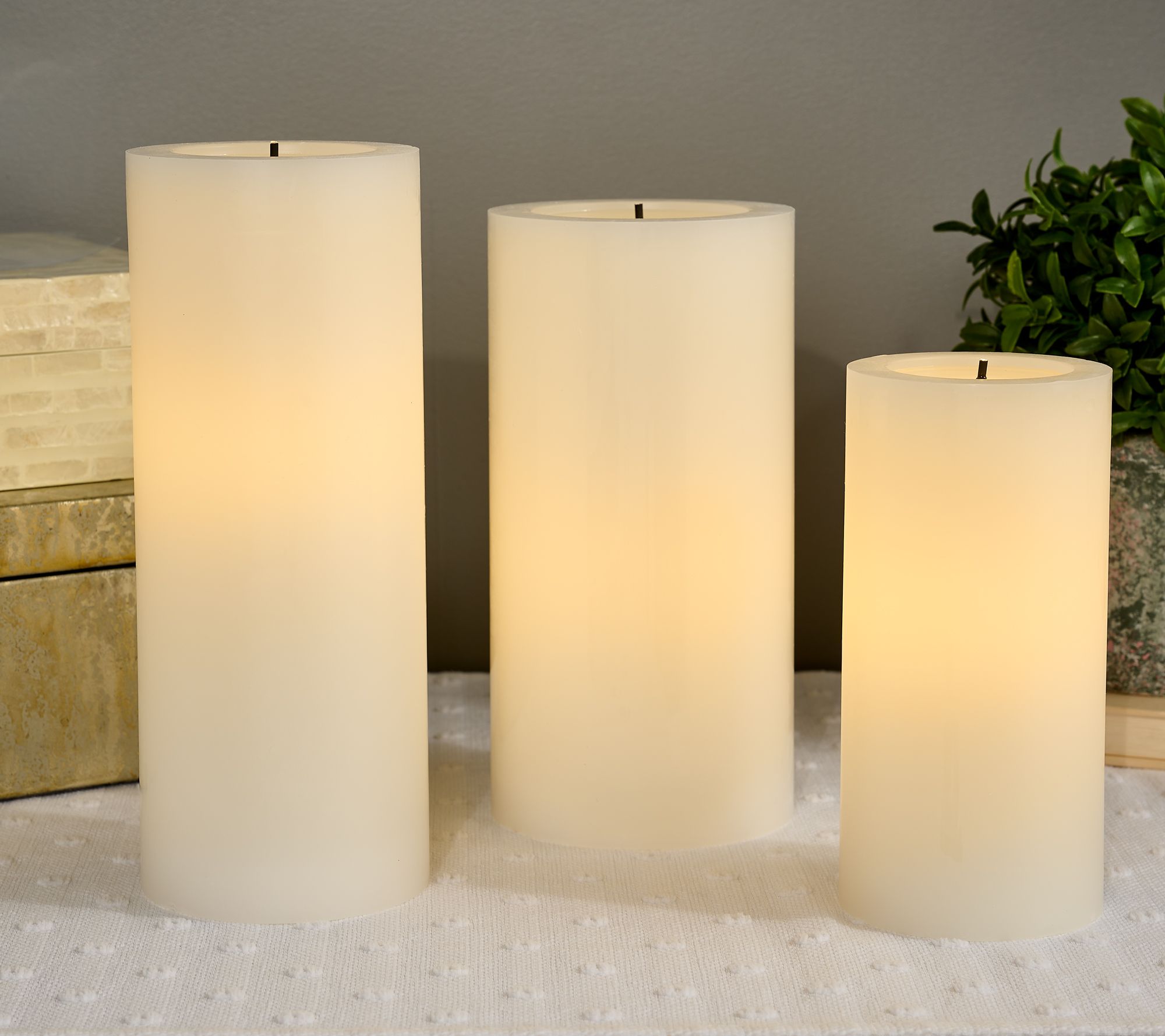 Bethlehem Lights S/3 Tall Fiber Optic Flameless Pillars