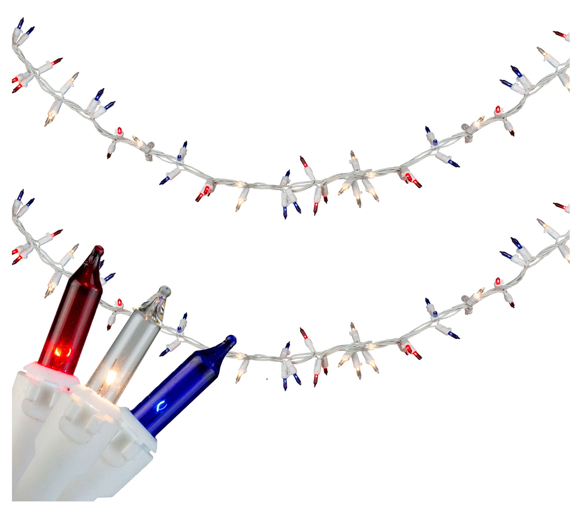 Northlight 5.6' (105ct) Red/Clear/Blue Mini Light Garland