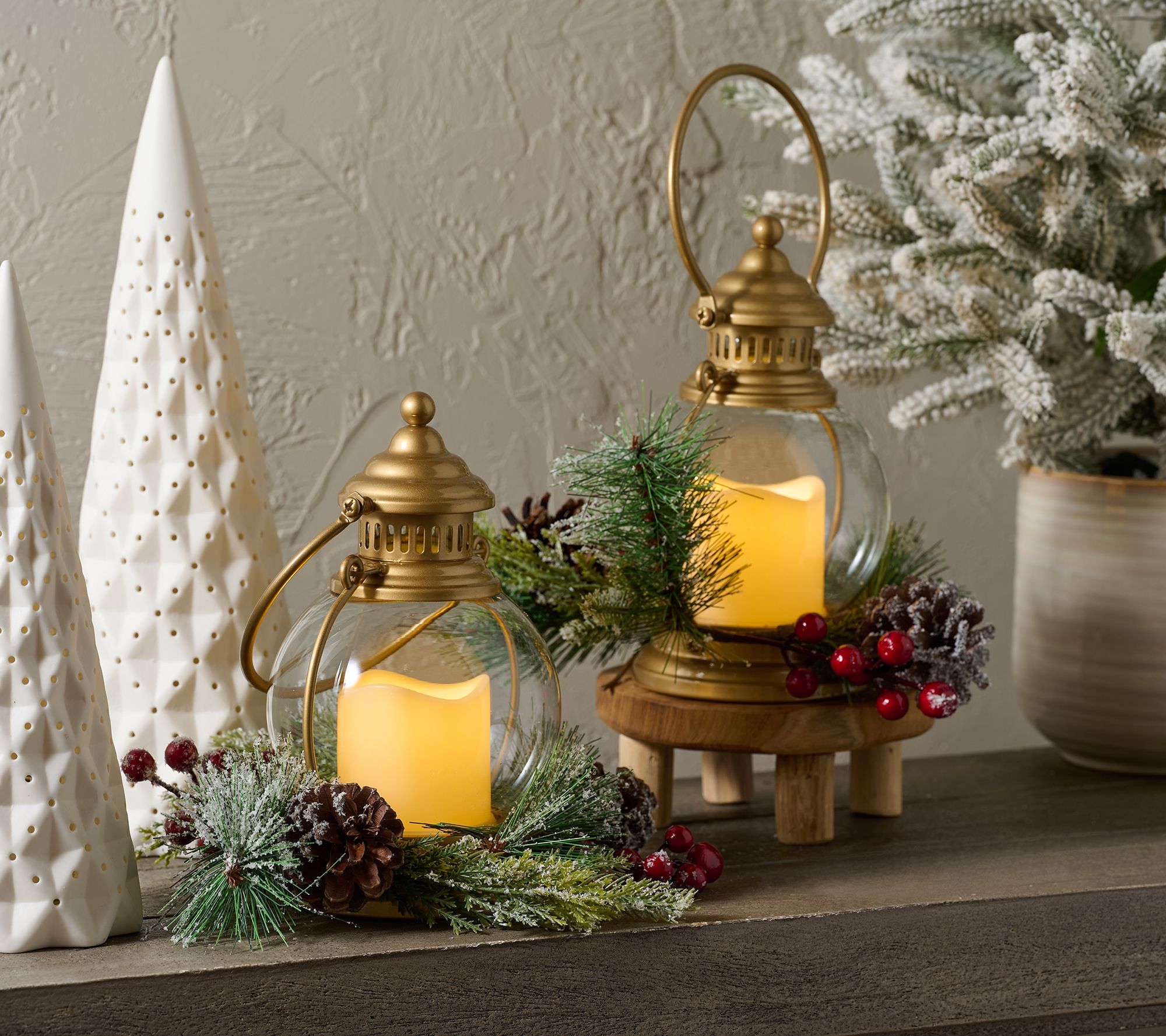 Home Reflections Indoor/Outdoor S/2 8" Hanging Lanterns