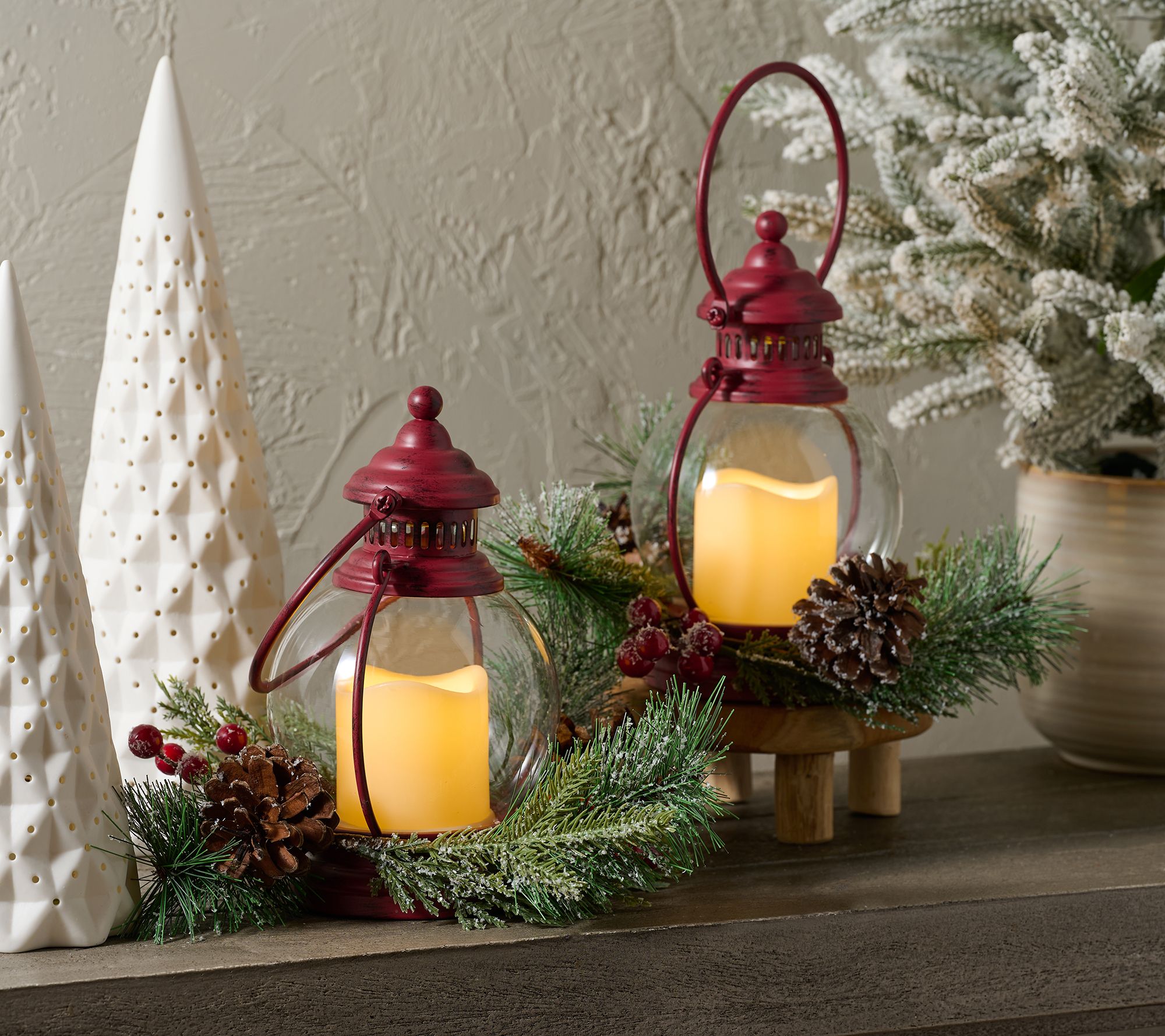 Home Reflections Indoor/Outdoor S/2 8" Hanging Lanterns
