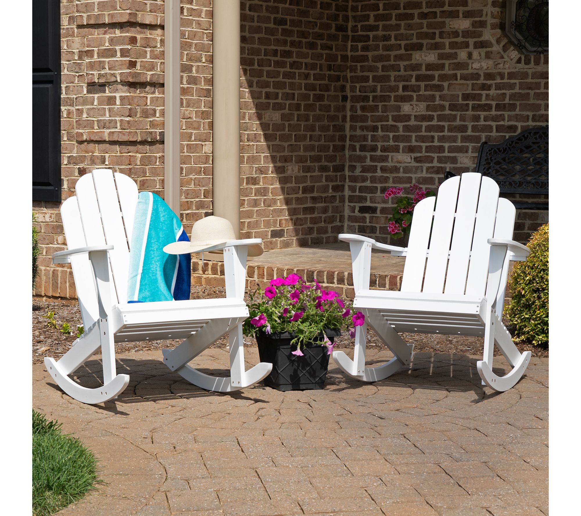 Linon Home White Adirondack Rocking Chairs Setf 2