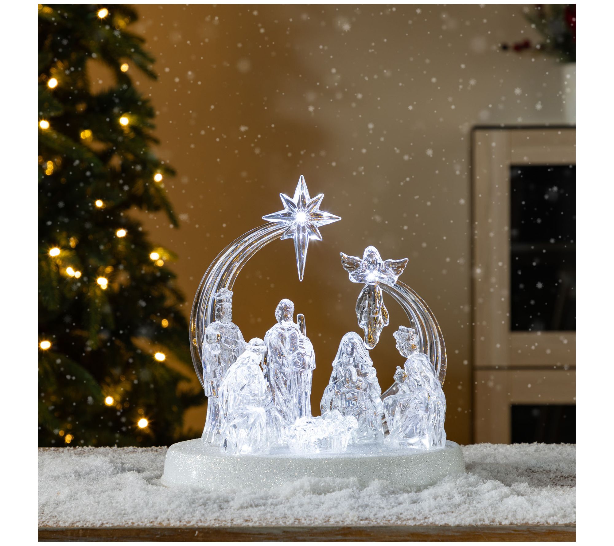 Glitzhome Christmas Lighted Tabletop Nativity Scene Figurine