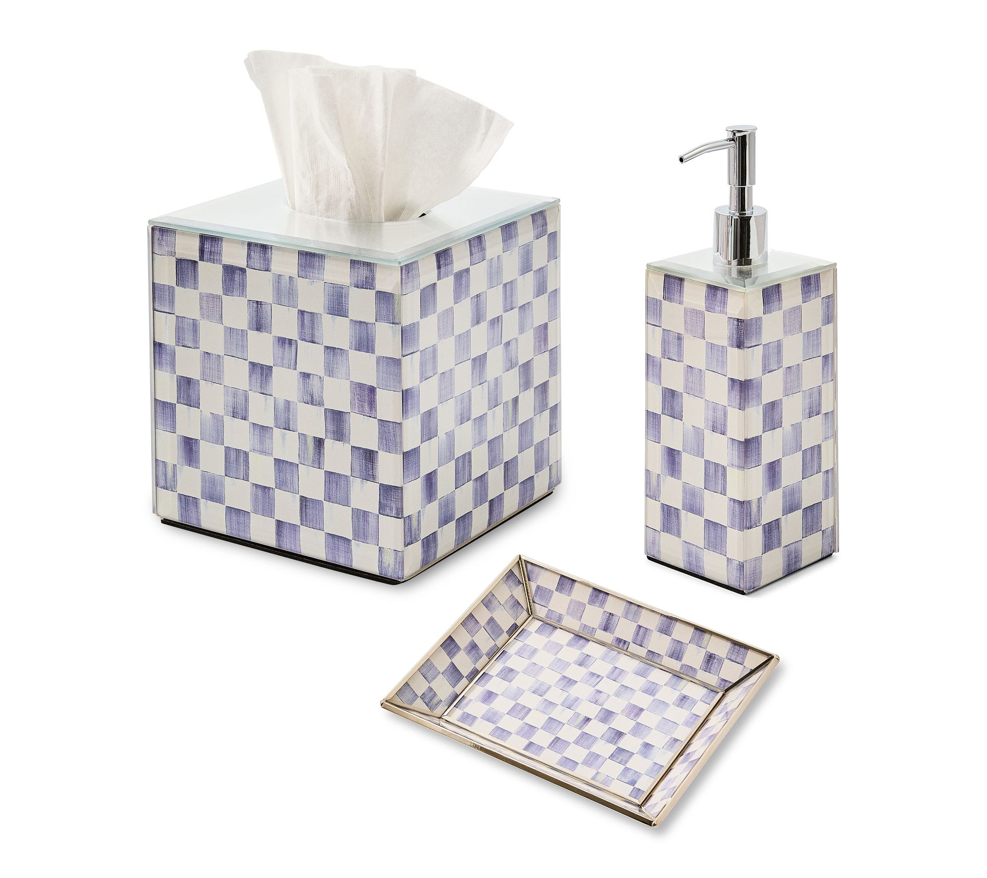 MacKenzie- Childs Set of 3 Glass Powder Room Essentials