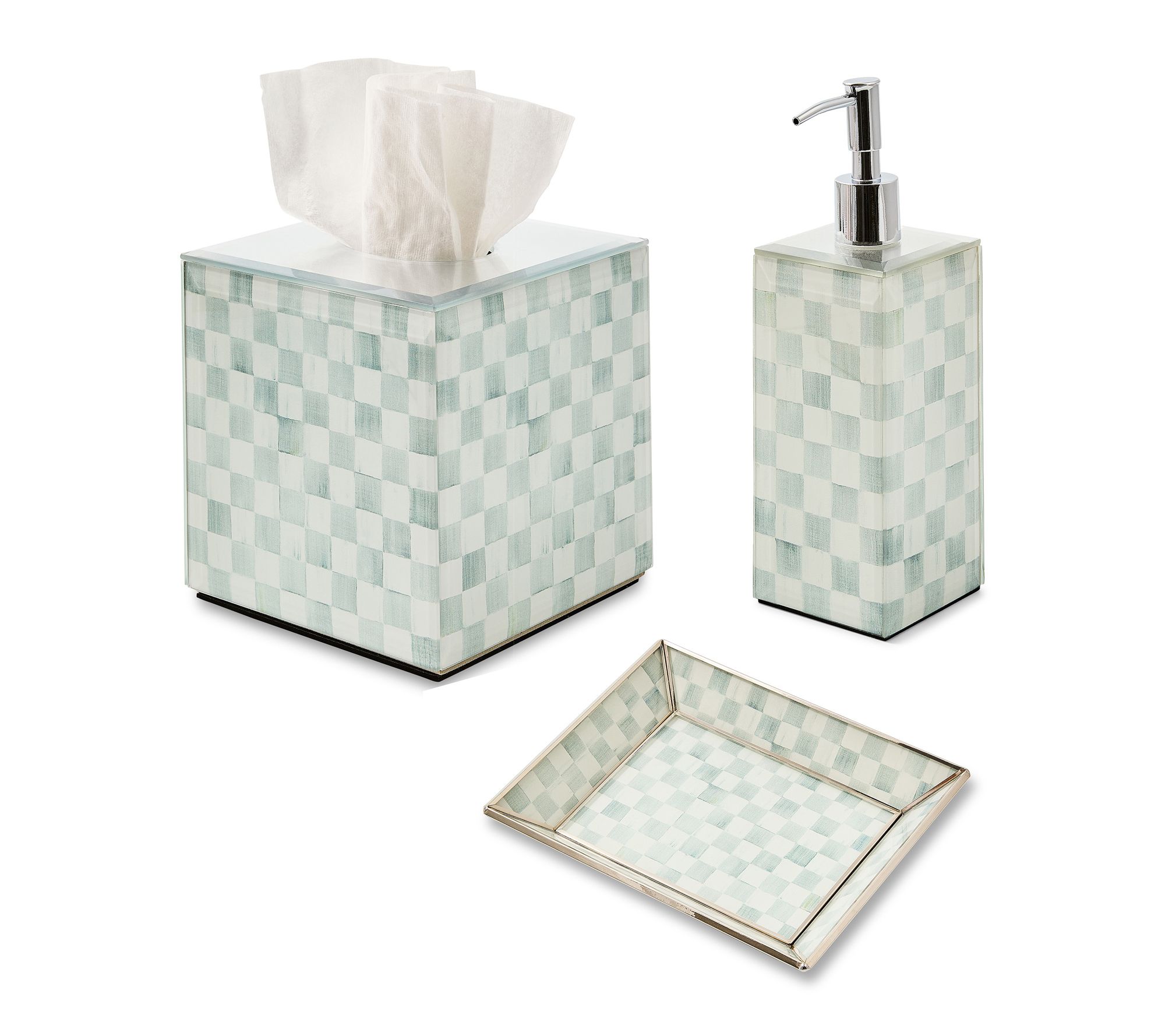 MacKenzie- Childs Set of 3 Glass Powder Room Essentials