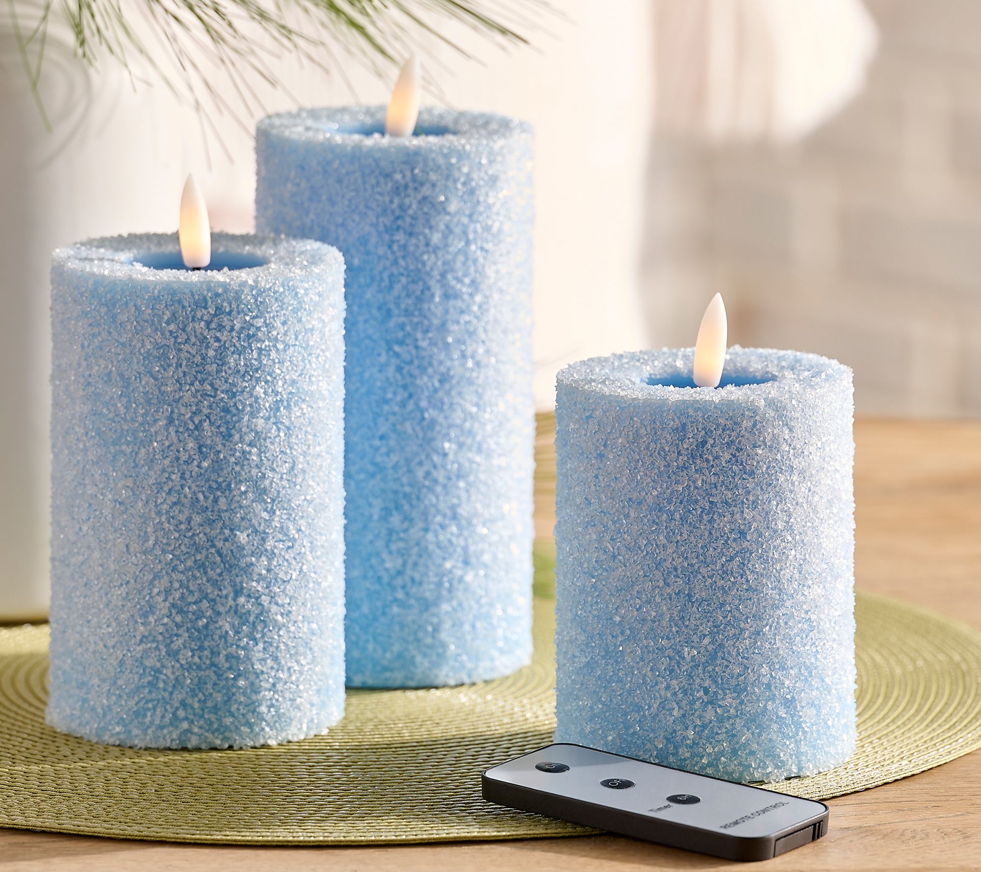 "As Is" Home Reflections S/3 Flameless Crystal Pillar Candles