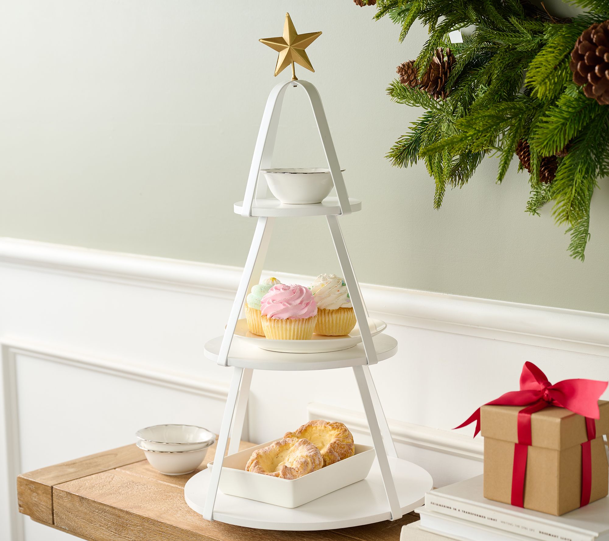 "As Is" 3-Tier Rotating Metal Tree with Star by Valerie