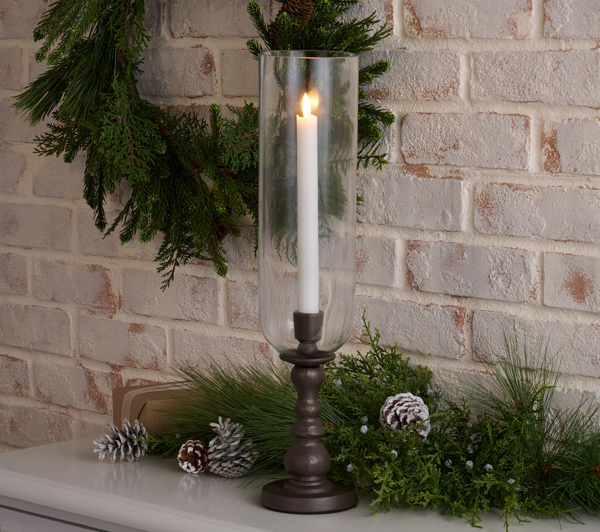 "As Is" 18" Glass and Metal Taper Candleholder by Valerie