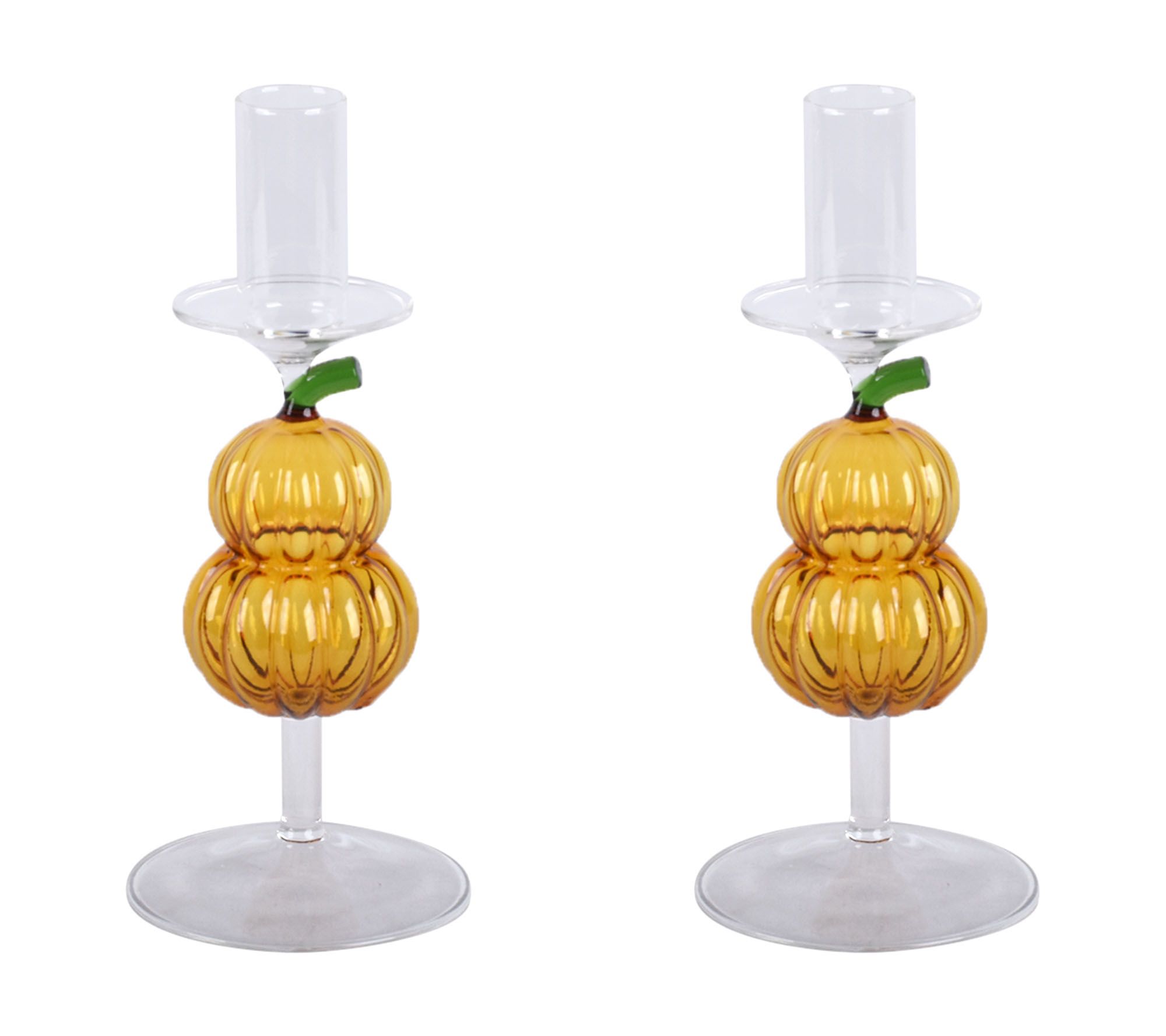 "As Is" Temp-tations Seasonal Set of 2 Glass Taper Candle Holders
