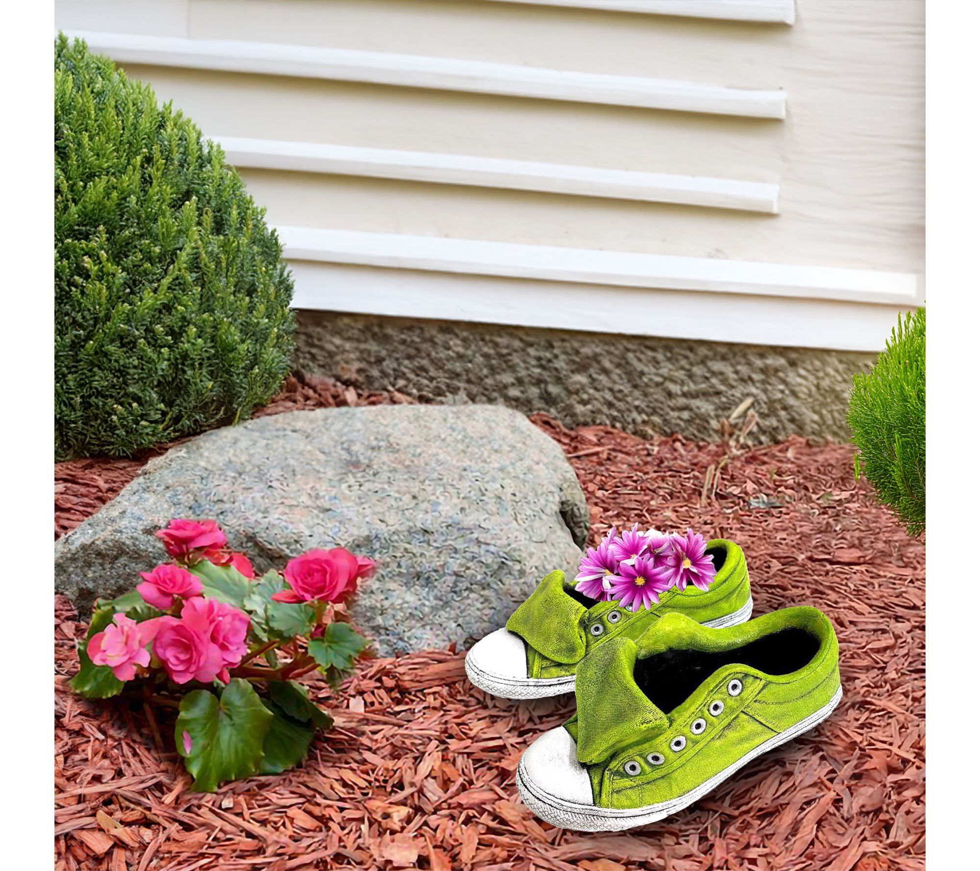 Santa's Workshop Inc 11" Cement Sneaker Planters, Set of 2