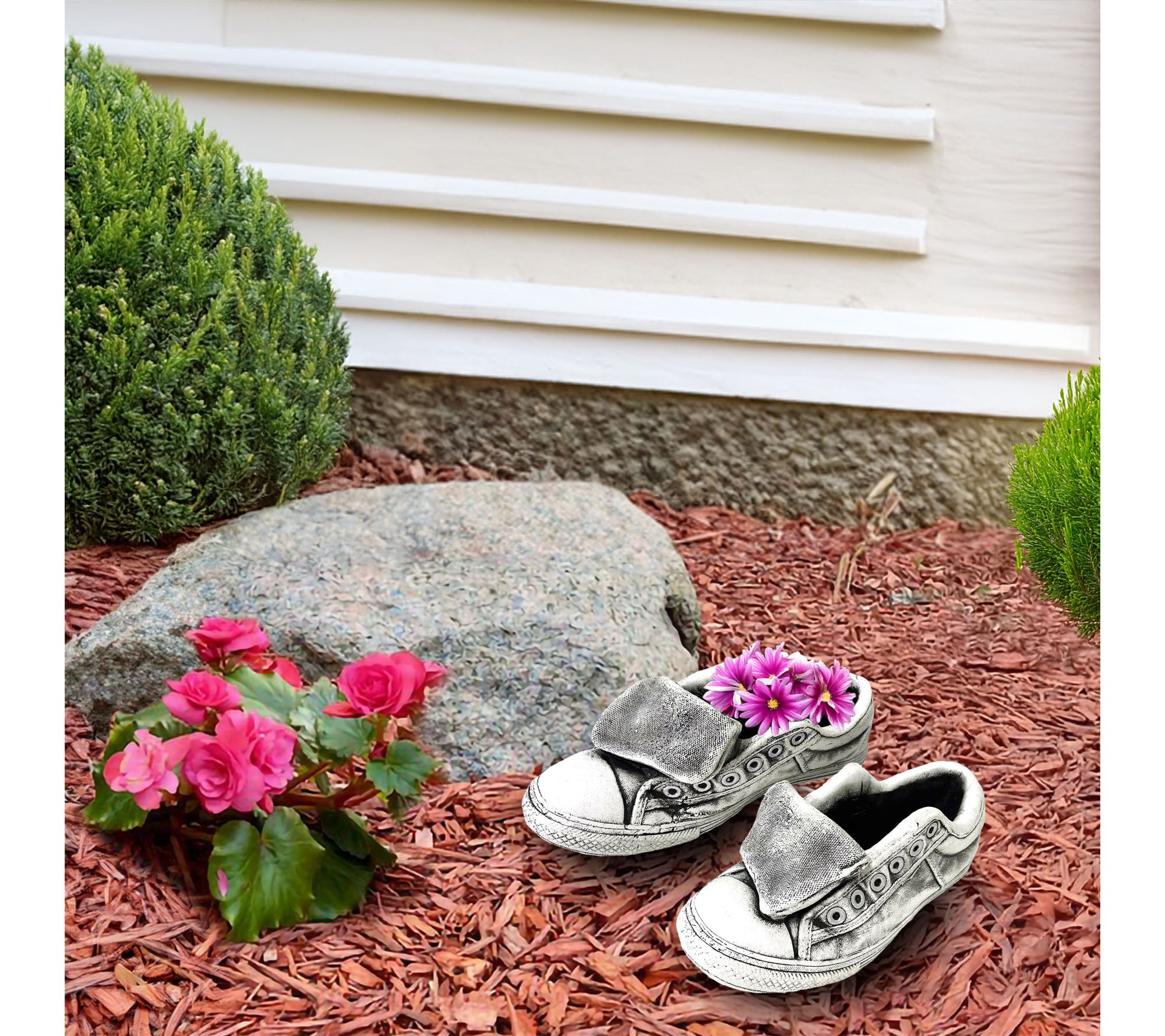 Santa's Workshop Inc 11" Cement Sneaker Planter s, Set of 2