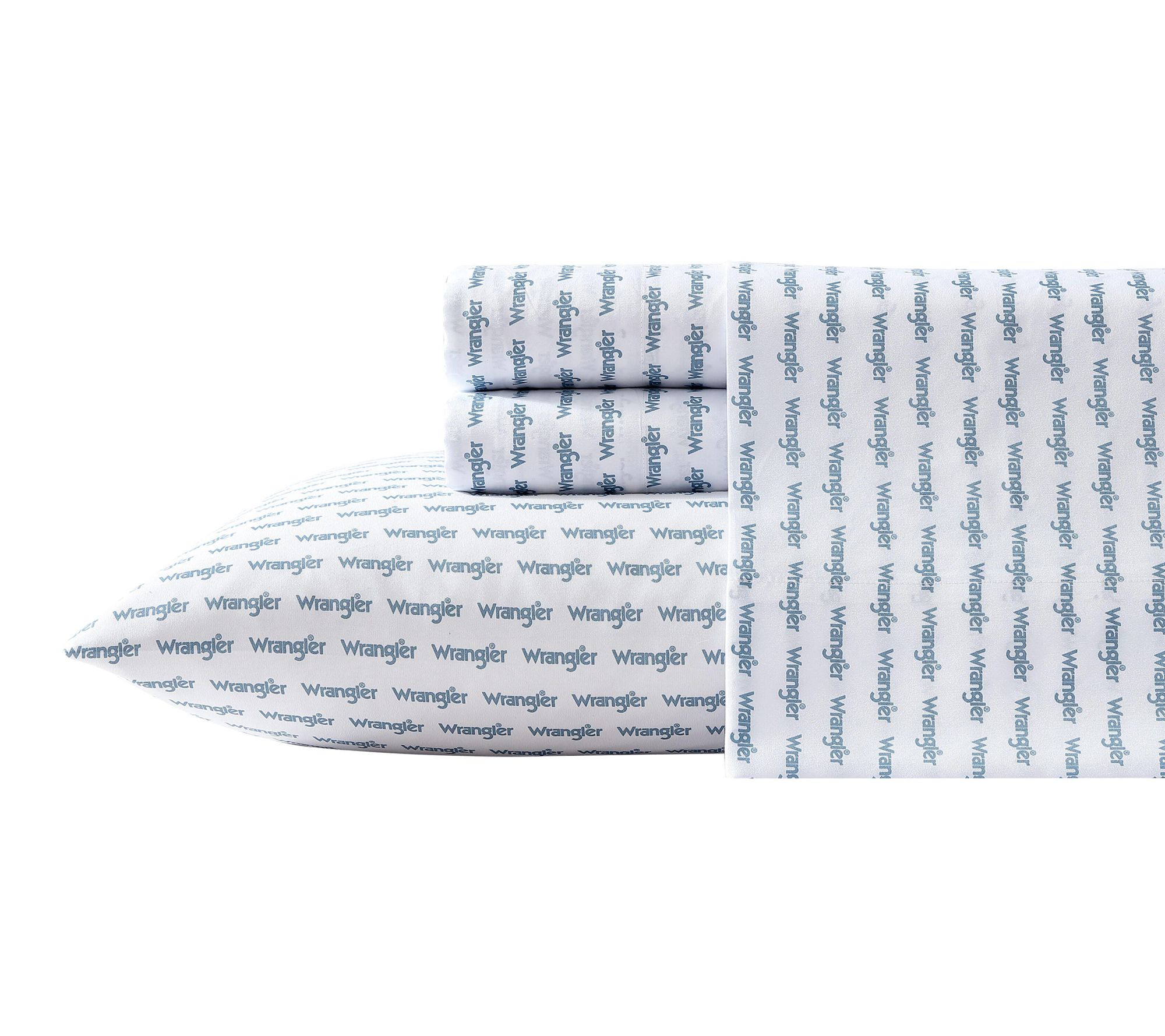 Wrangler Stamped Logo Blue King Microfiber Sheet Set