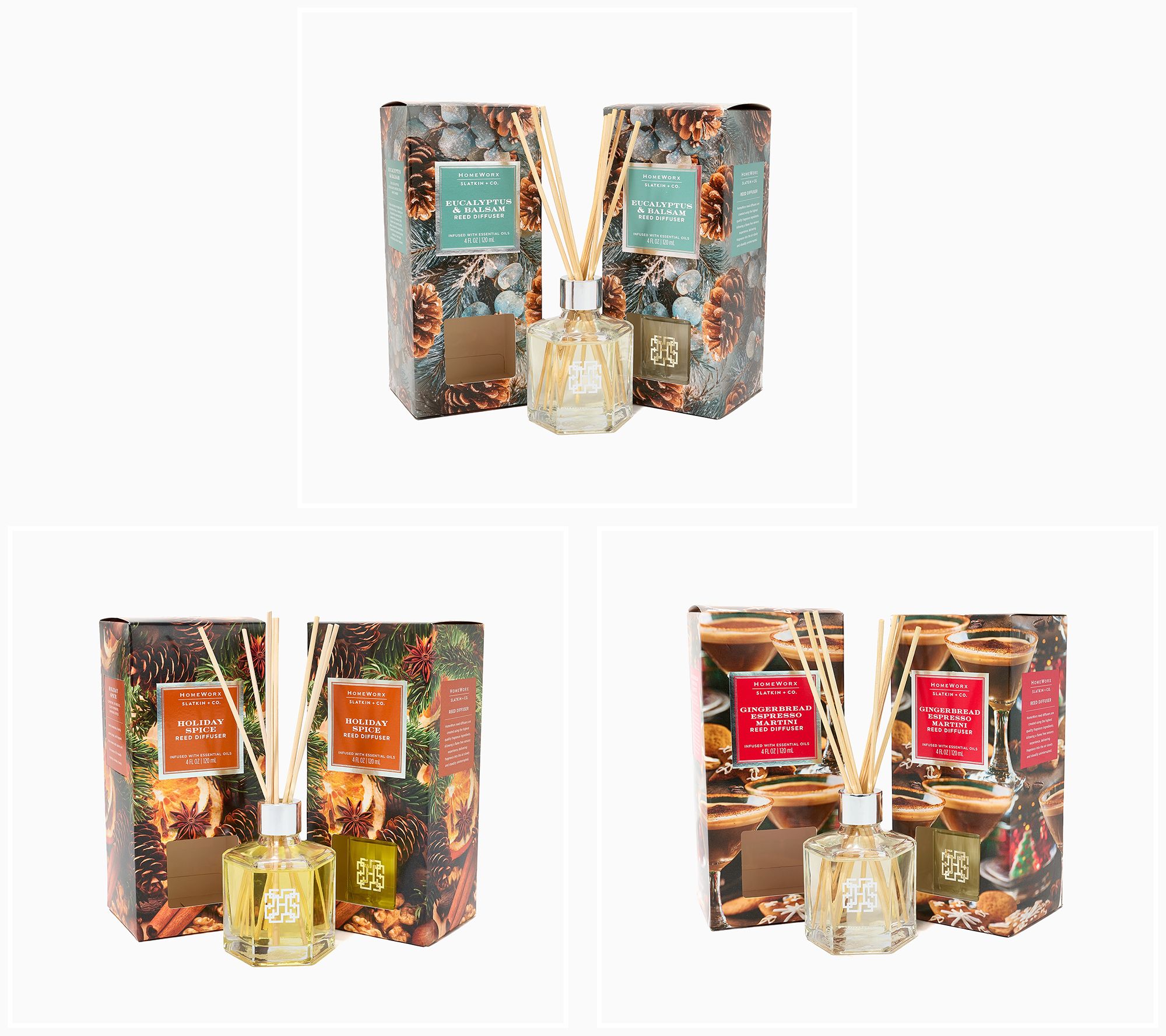 HomeWorx by Slatkin + Co. S/2 Christmas Reed Diffusers | QVC