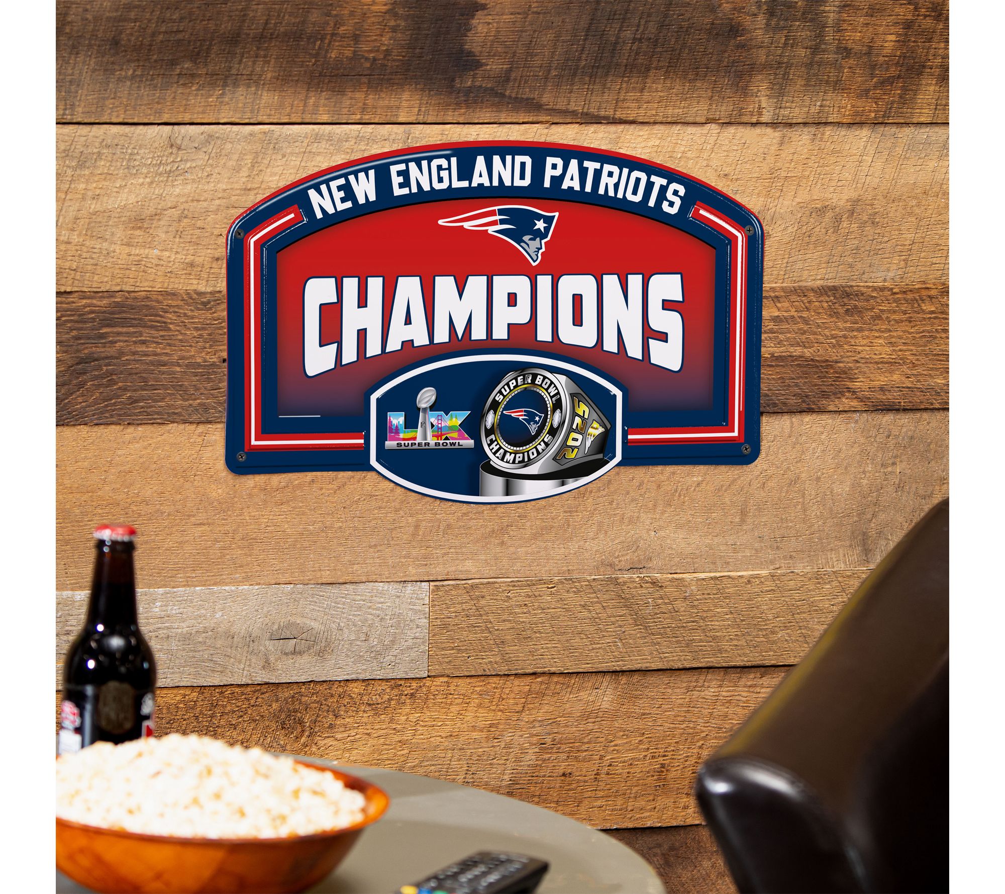 Evergreen New England Patriots Superbowl 60 Steel Wall Sign