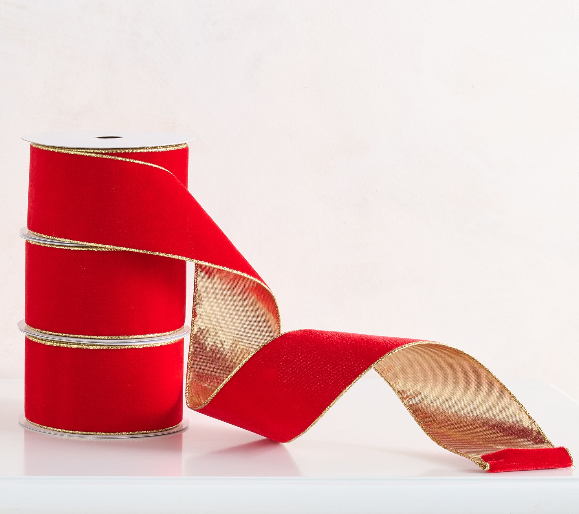 3Pc Reversible 2.5"x5yds Velvet Woven Ribbon by Valerie