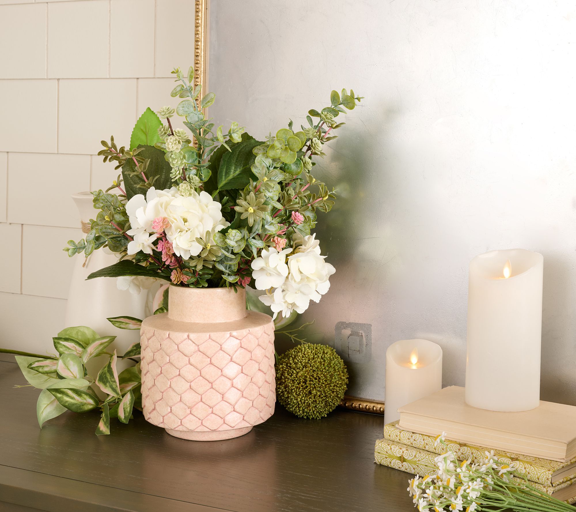 "As Is" Set of 3 Soft Touch Hydrangea and Greenery Picks by Valerie