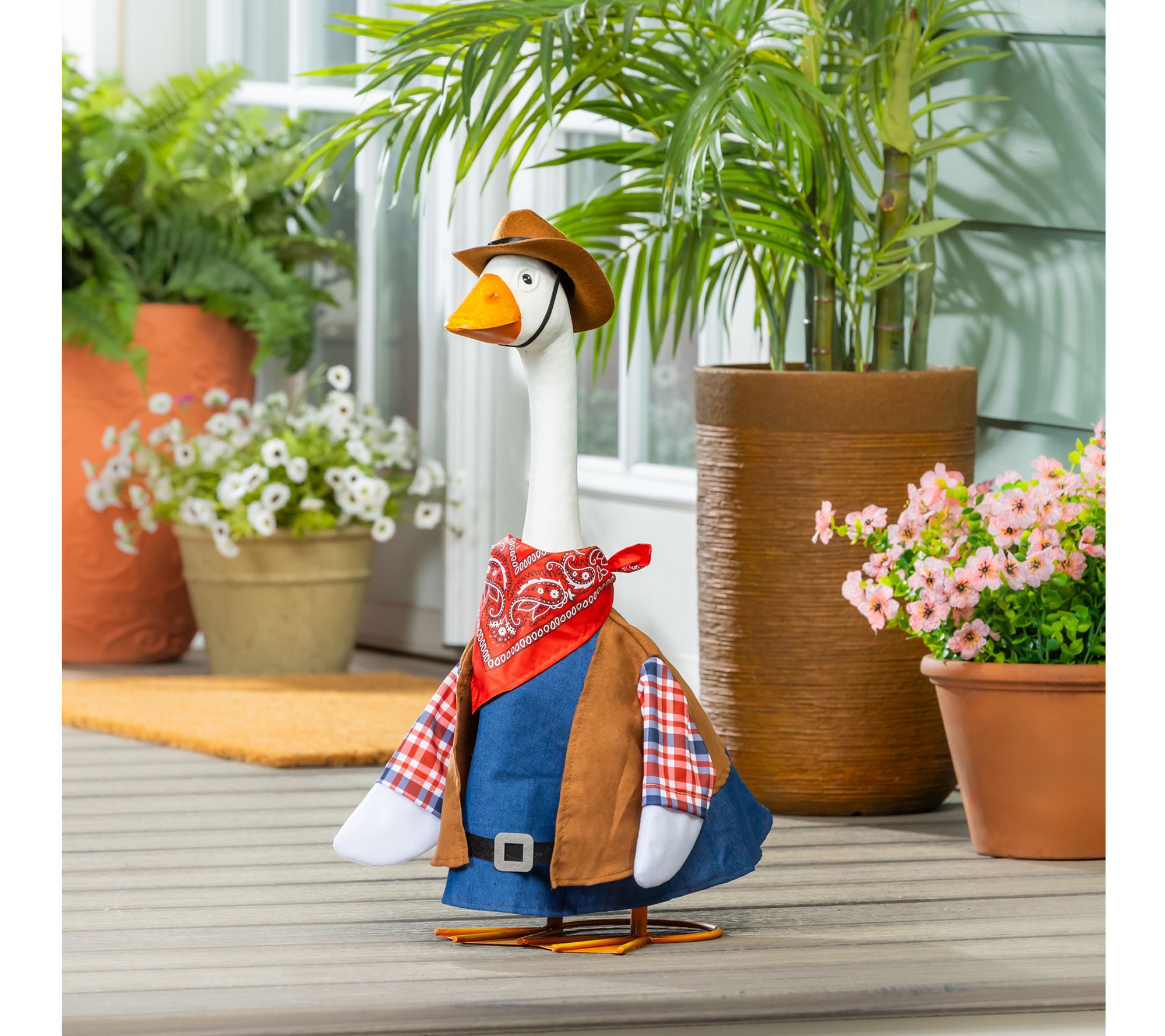Evergreen Giddy the Porch Goose Statue & OutfitSet