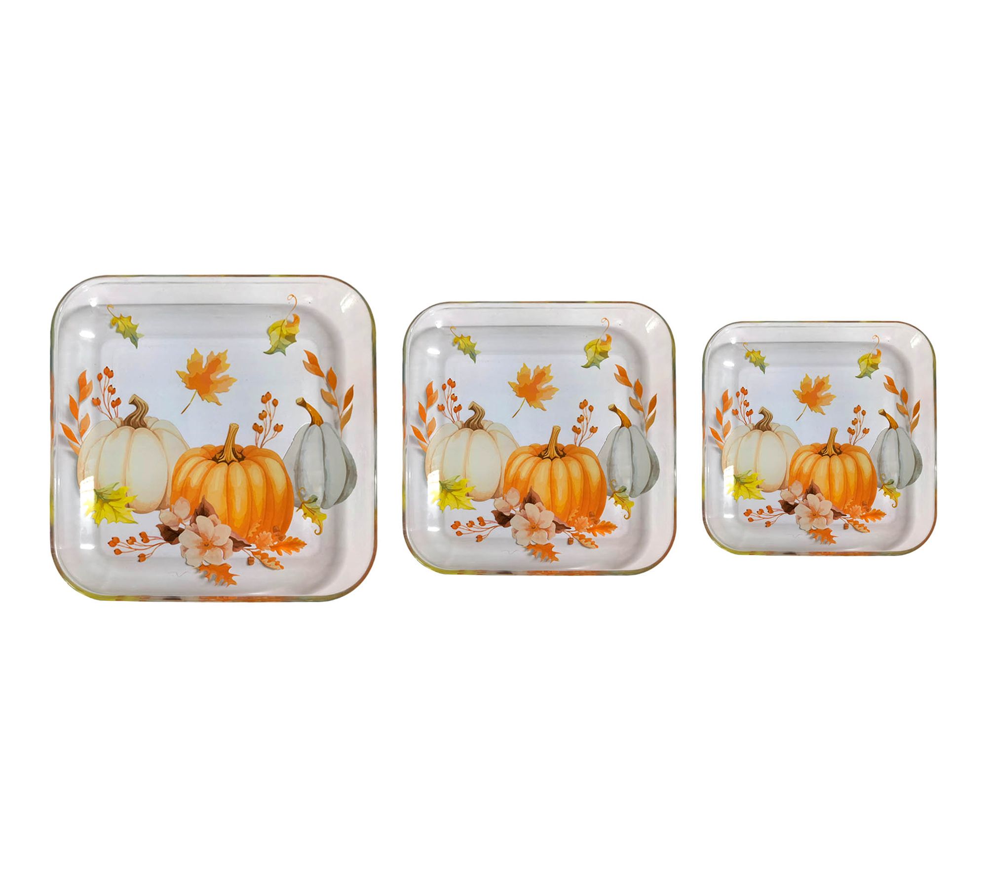Temp-tations Set of 3 Square Nesting Glass Platters