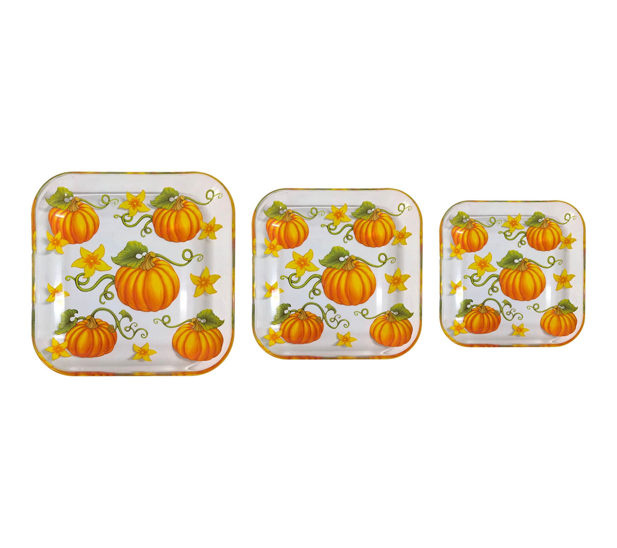 Temp-tations Set of 3 Square Nesting Glass Platters