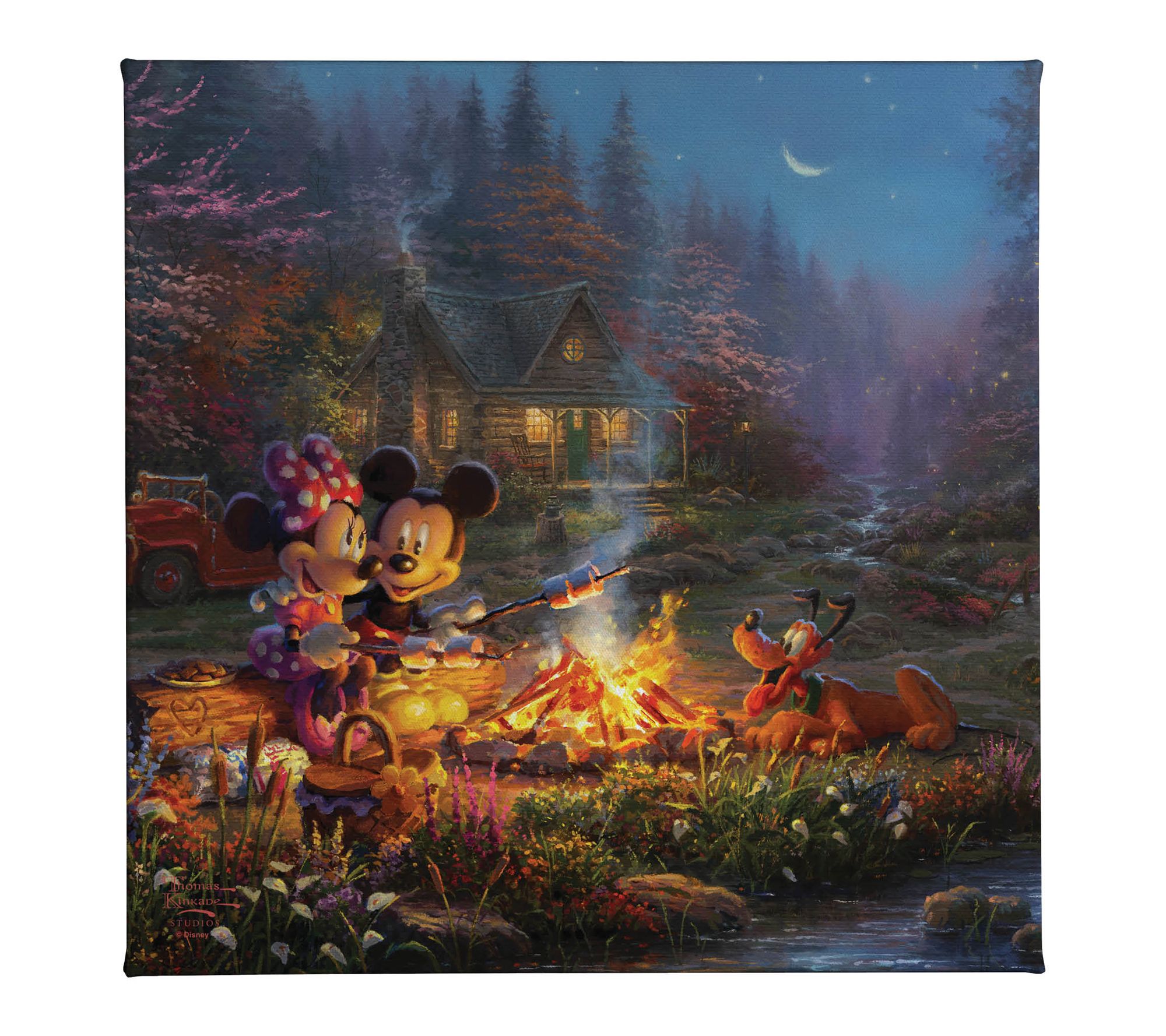 Thomas Kinkade Mickey&Minnie Campfire 14x14 Gallery Wrap